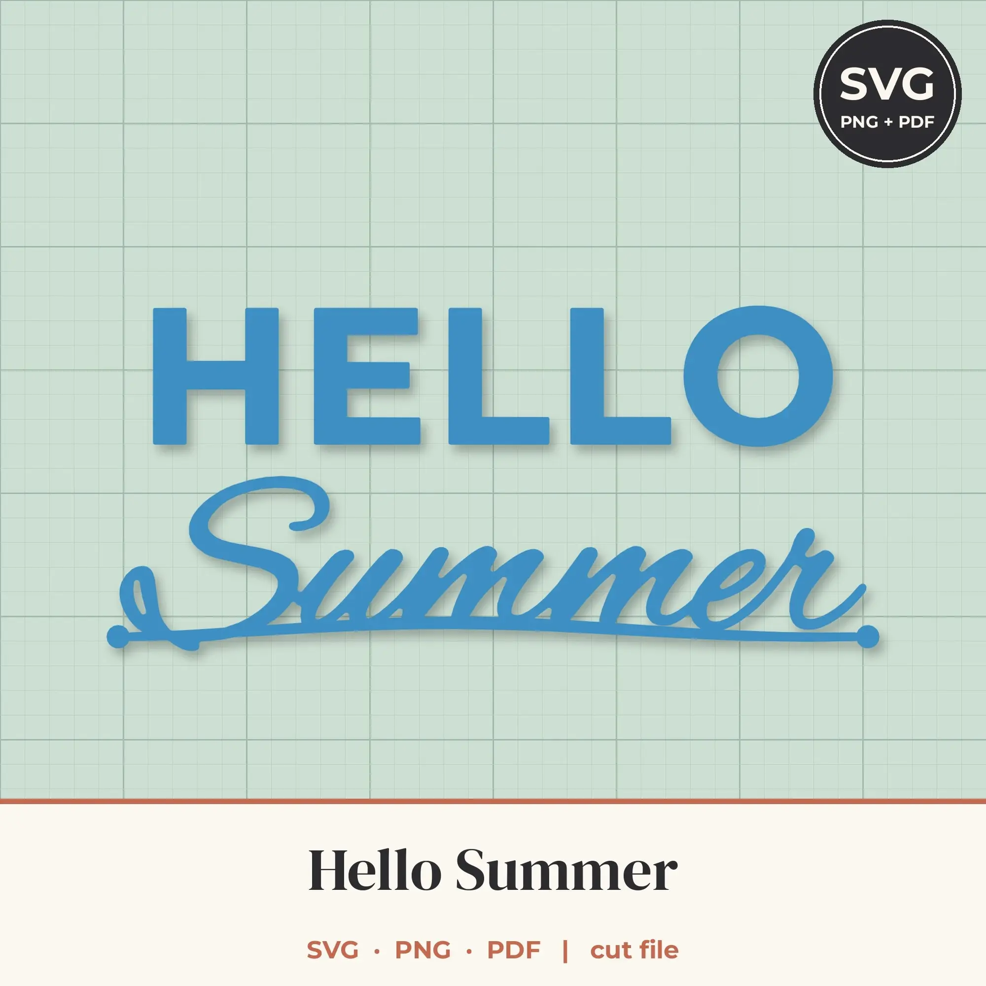 Hello Summer SVG - Script Swash Lettering Cut File preview