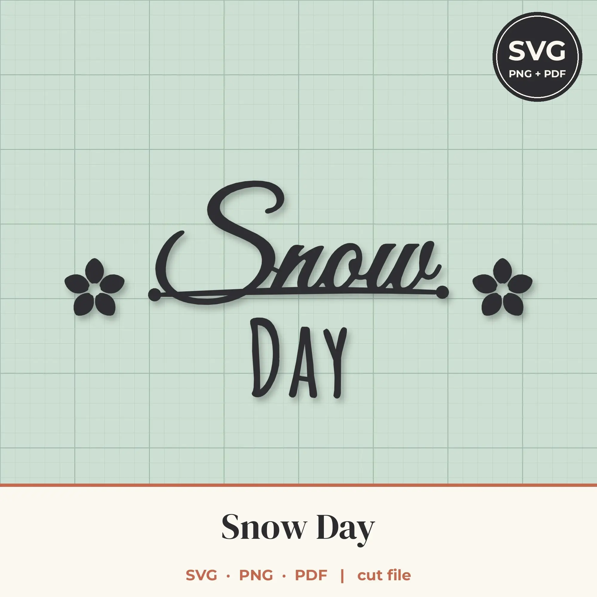 Snow Day SVG - Lettering with Icons Cut File, preview 1 of 2