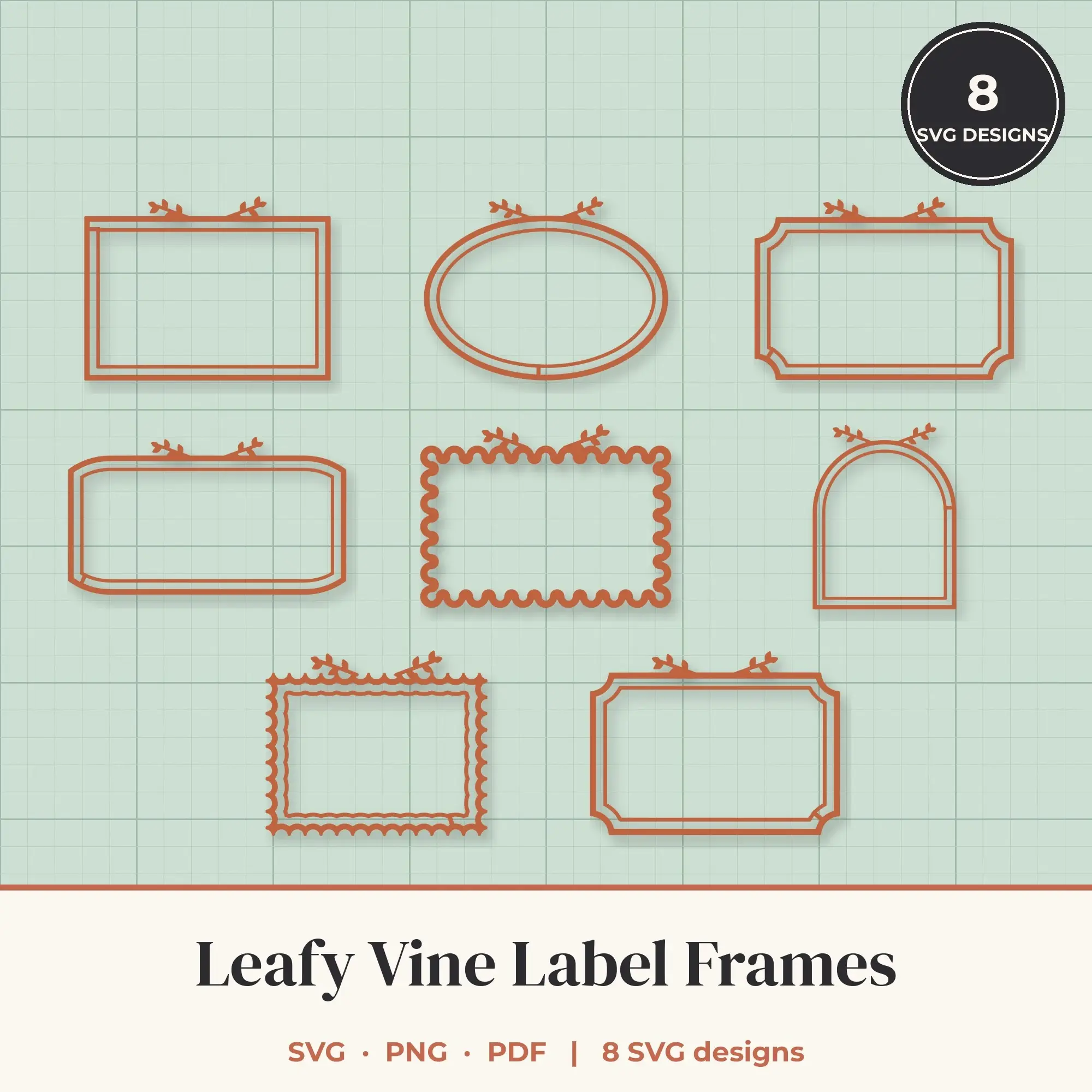 Leafy Vine Frame SVG Bundle - 8 Label Frames preview