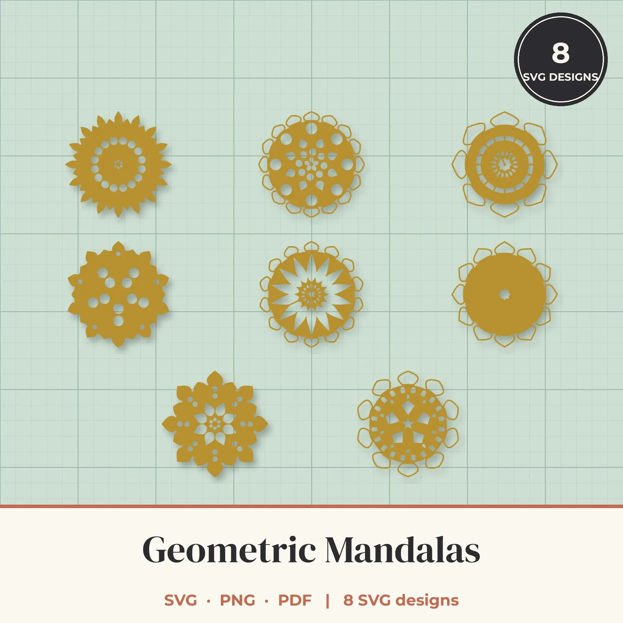 Geometric Mandala SVG Bundle - 8 Mandala Cut Files preview
