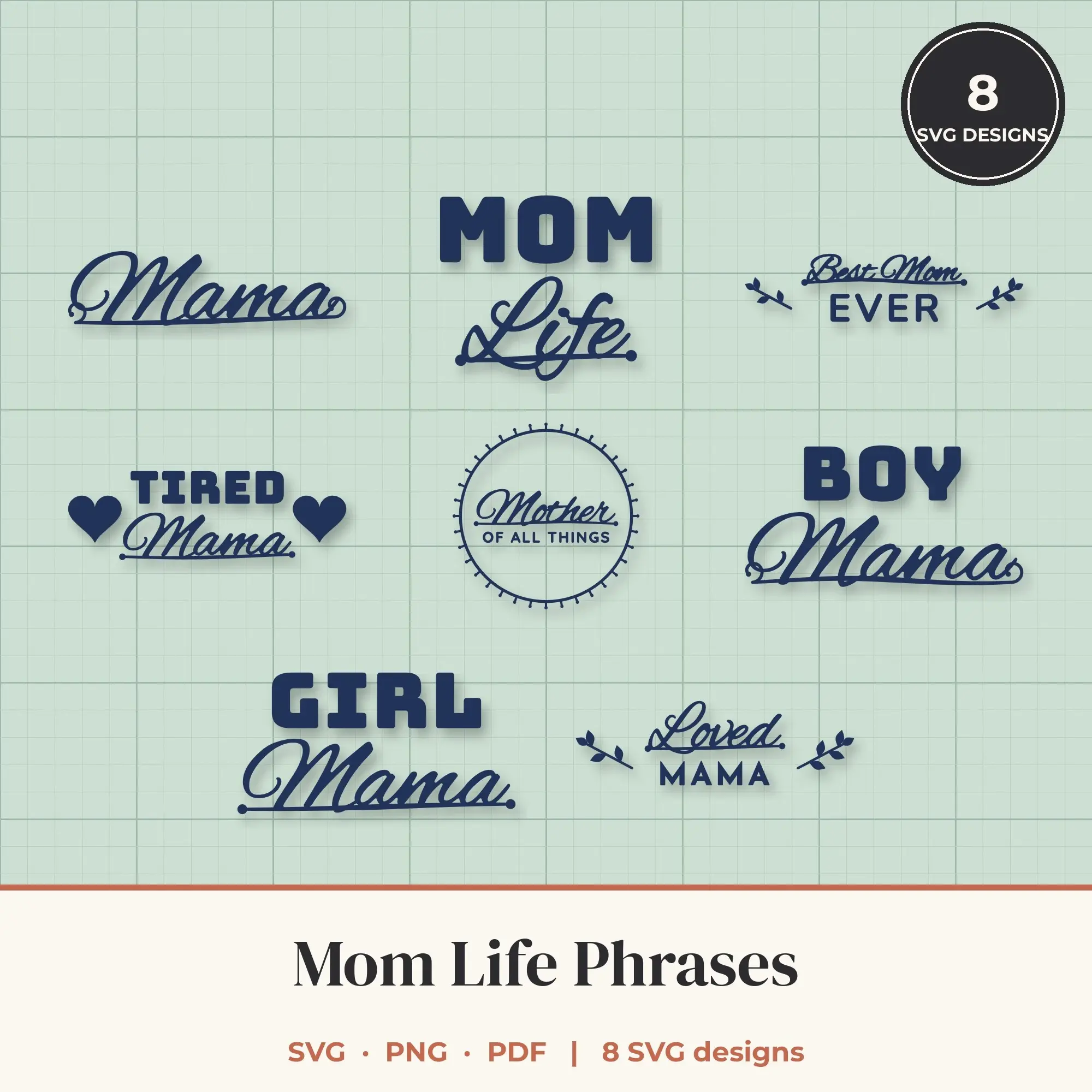 Mom Life SVG Bundle - 8 Quote Cut Files preview