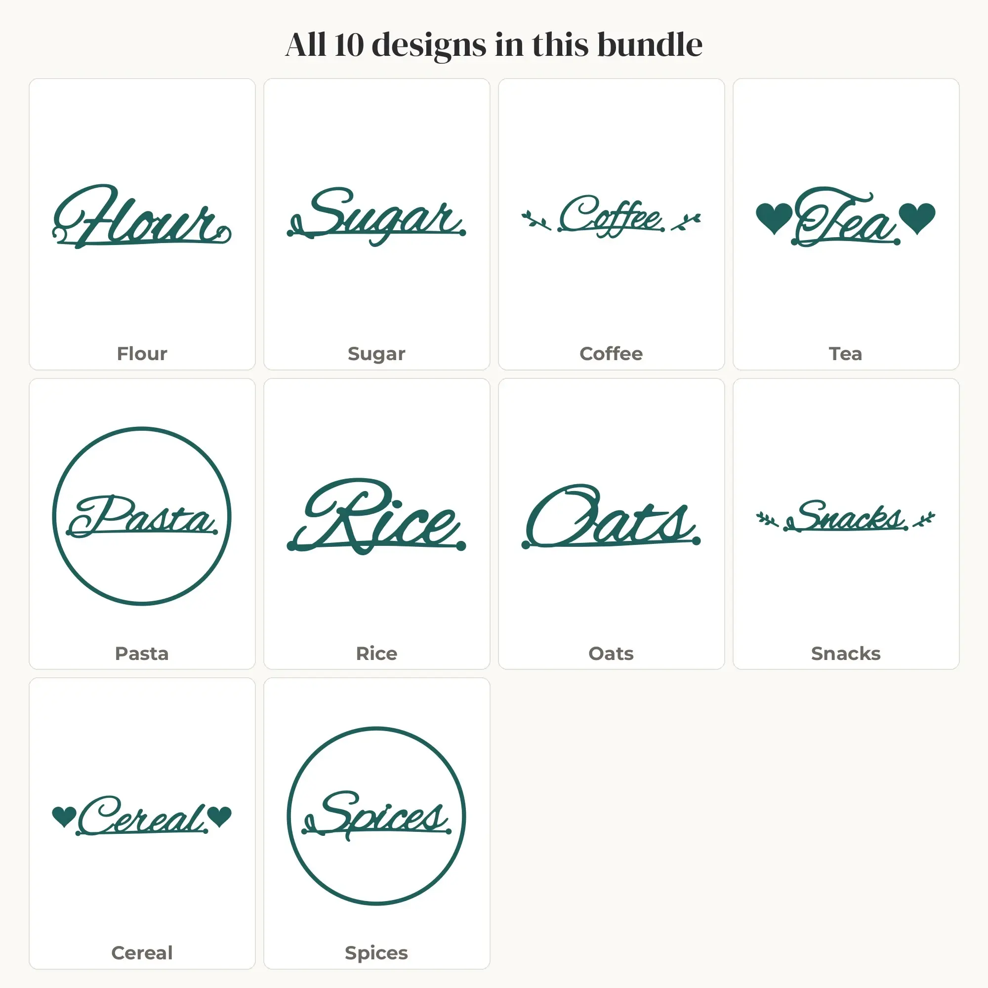 Pantry Label SVG Bundle - 10 Kitchen Word Cut Files, preview 2 of 2