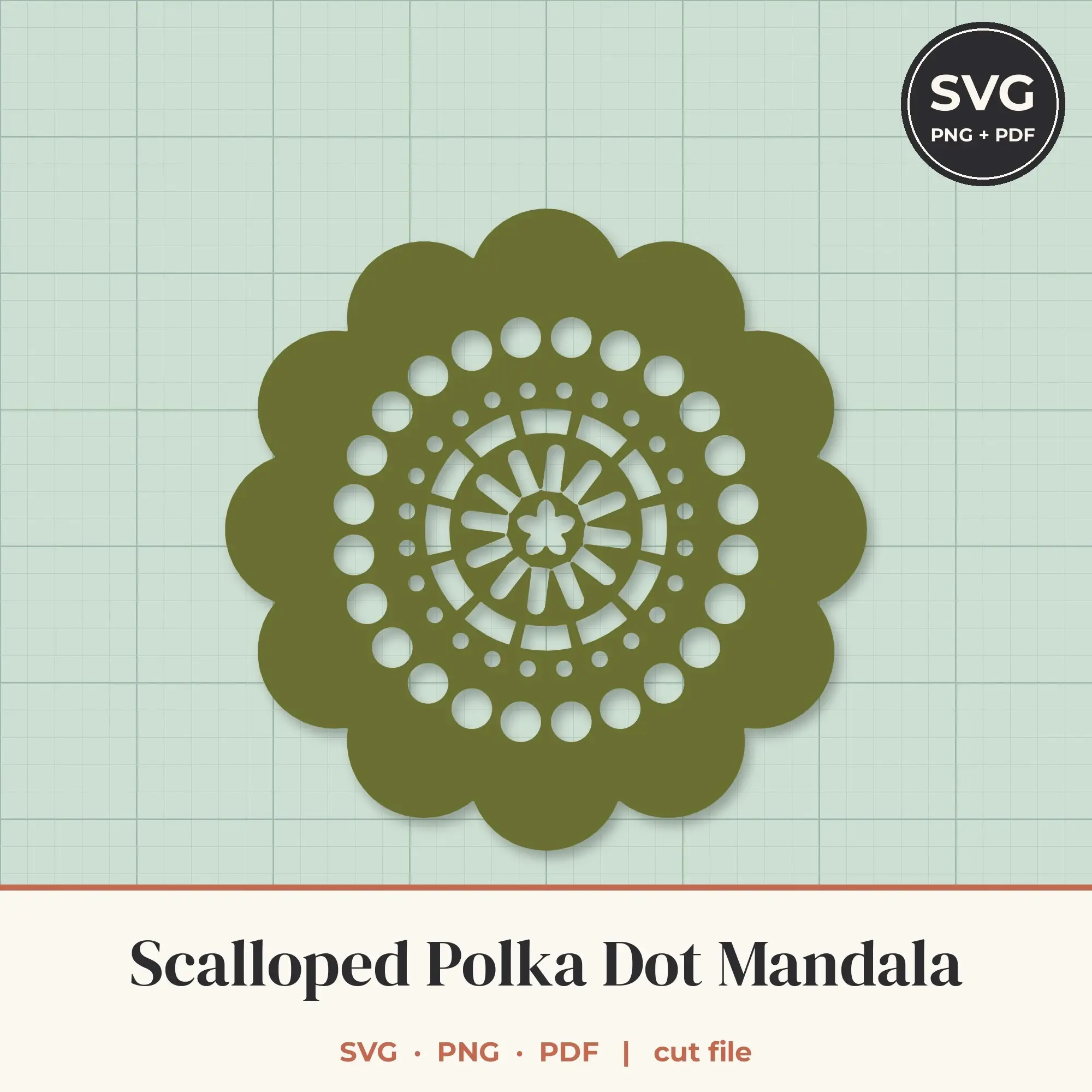 Scalloped Polka Dot Mandala SVG - 12-Fold Cut File preview