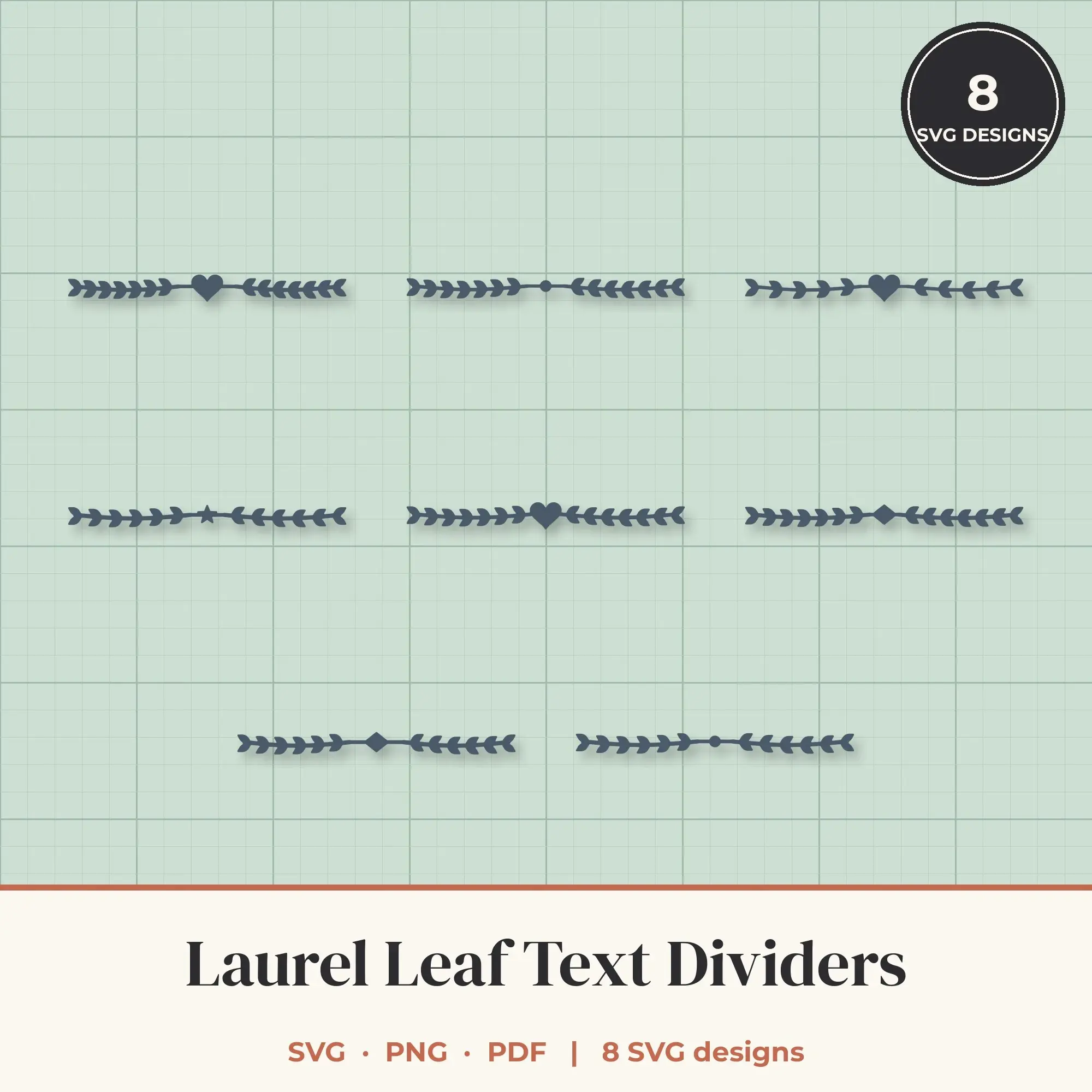 Laurel Leaf Divider SVG Bundle - 8 Text Dividers preview