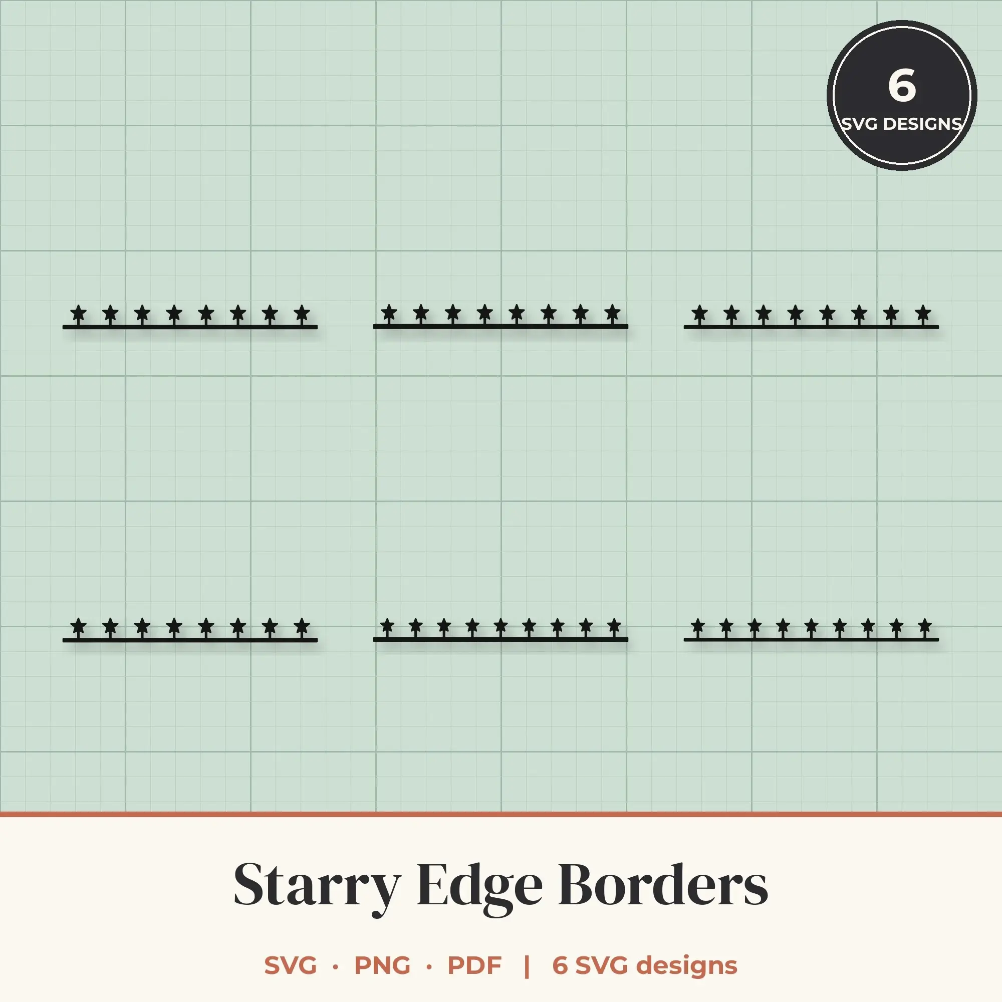 Starry Border SVG Set - 6 Edge Borders preview