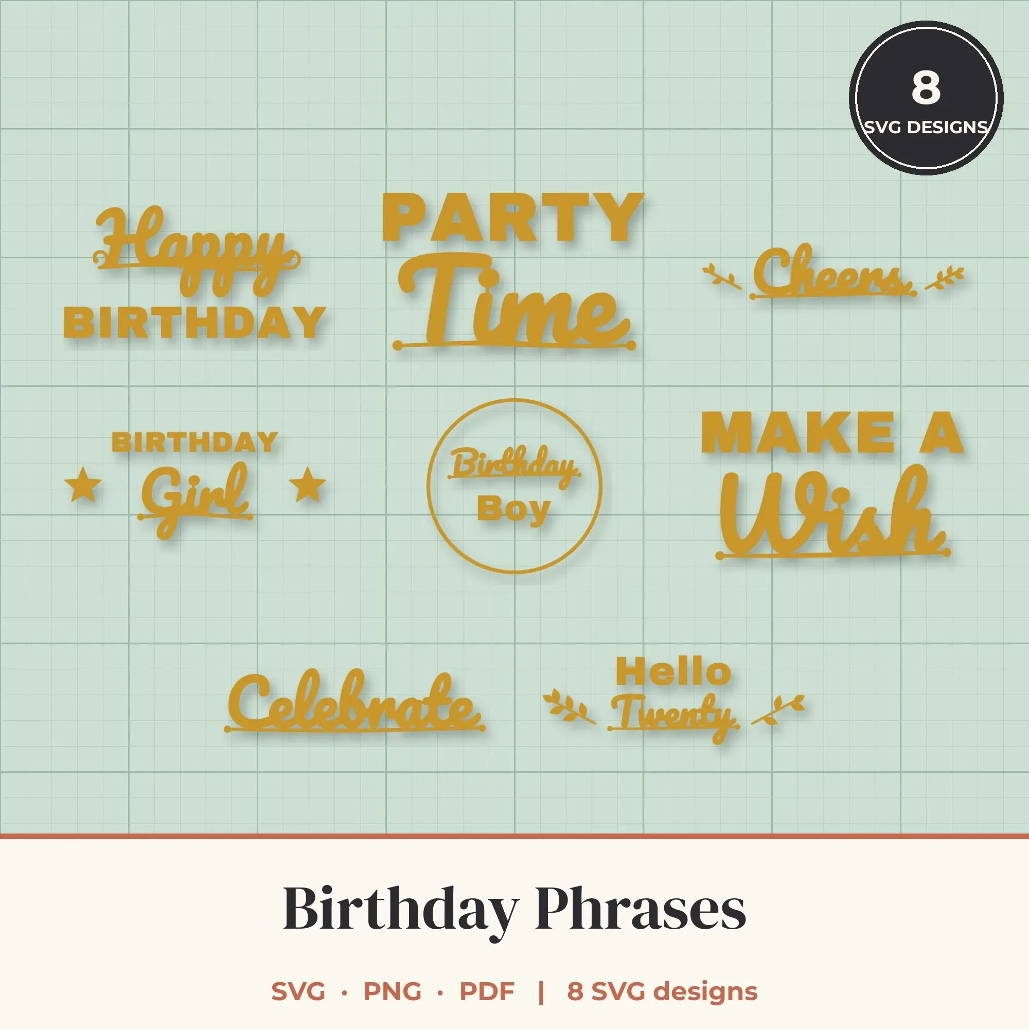 Birthday SVG Bundle - 8 Quote Cut Files preview