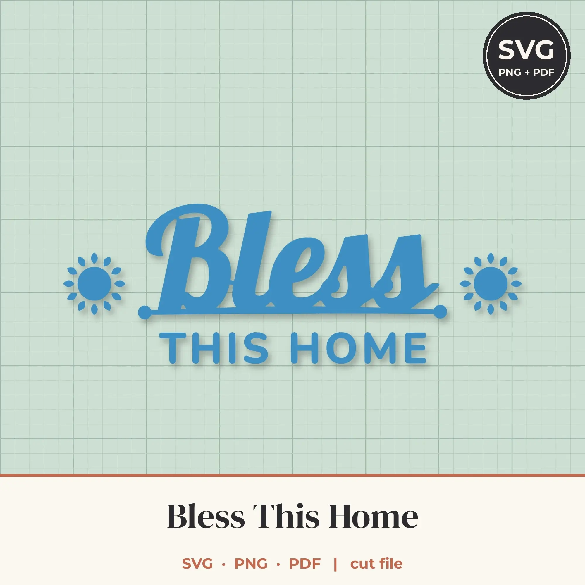 Bless This Home SVG - Lettering with Icons Cut File preview