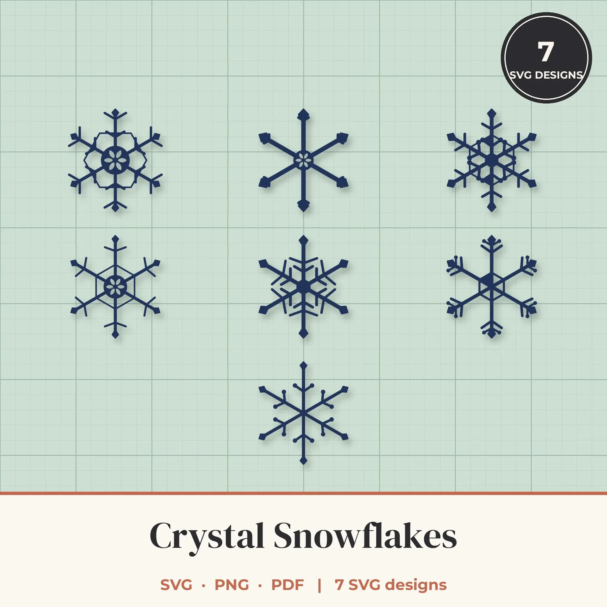 Crystal Snowflake SVG Bundle - 7 Snowflake Cut Files preview