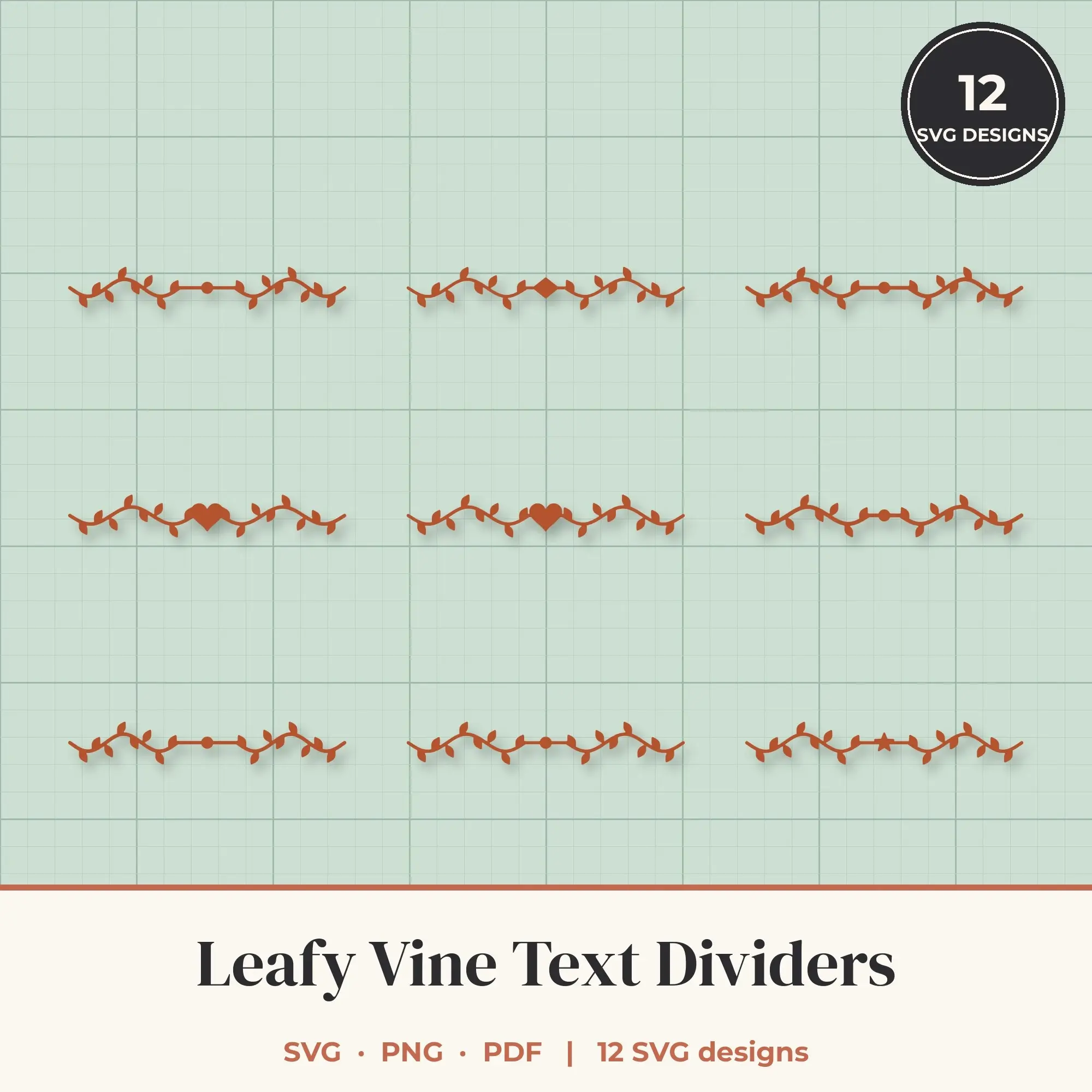Leafy Vine Divider SVG Bundle - 12 Text Dividers preview