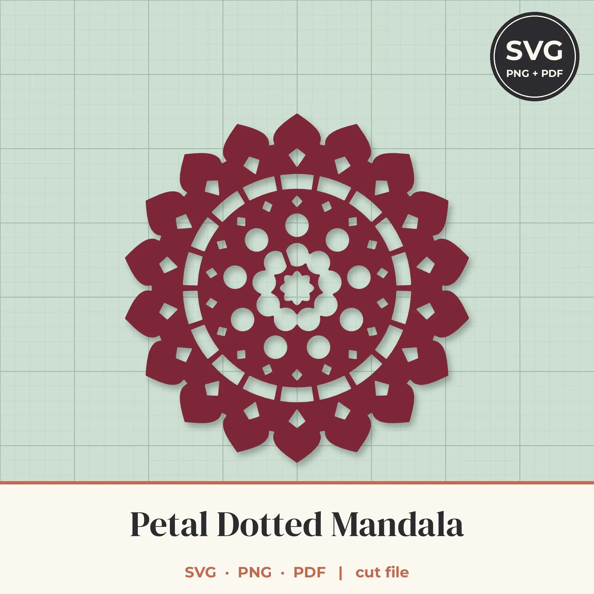 Petal Dotted Mandala SVG - 18-Fold Cut File, preview 1 of 2