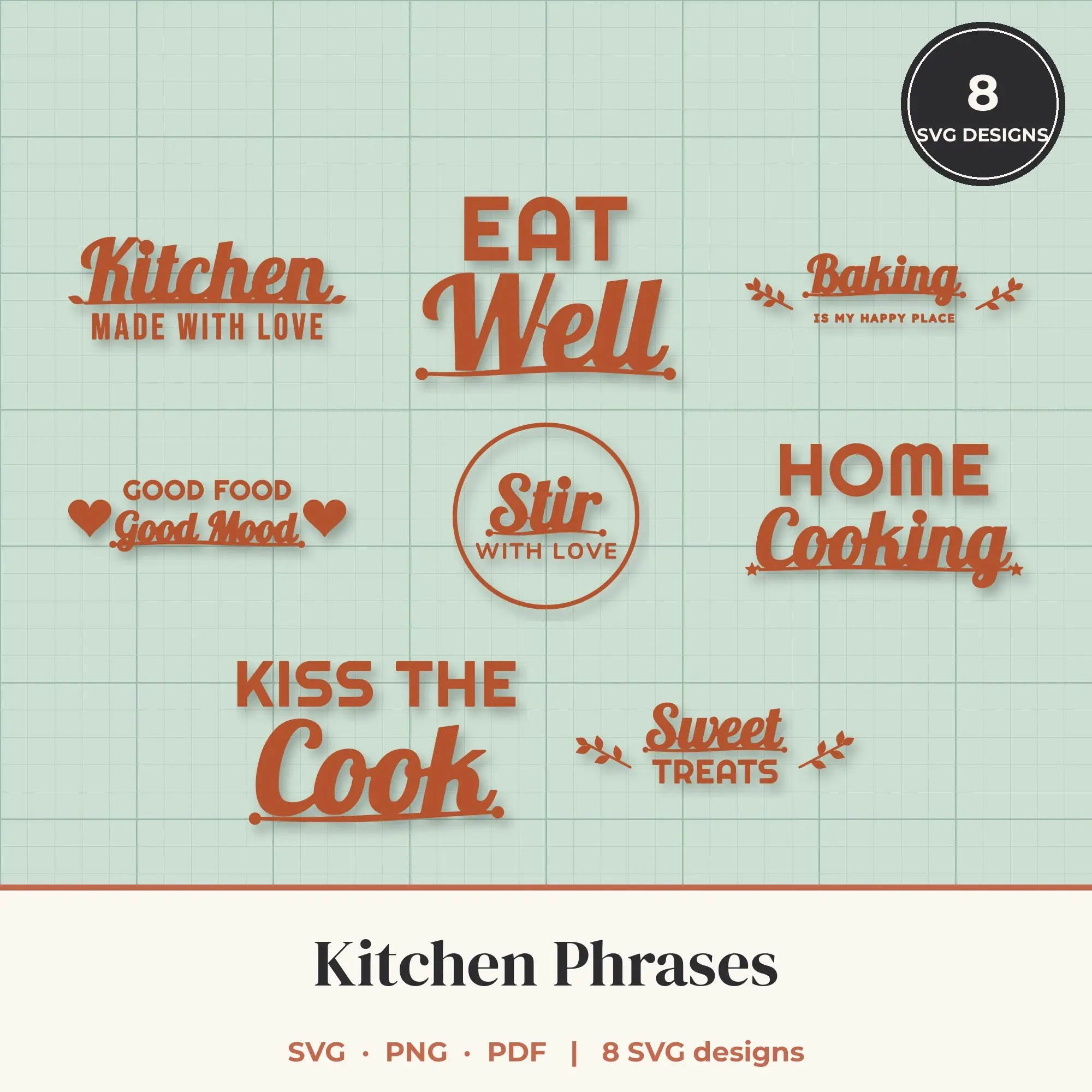 Kitchen SVG Bundle - 8 Quote Cut Files preview