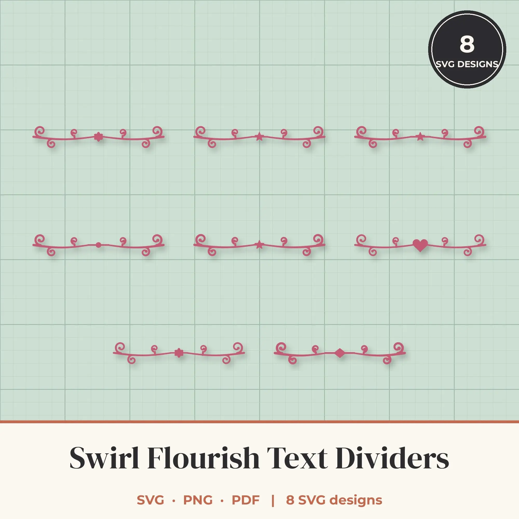Swirl Flourish Divider SVG Bundle - 8 Text Dividers preview
