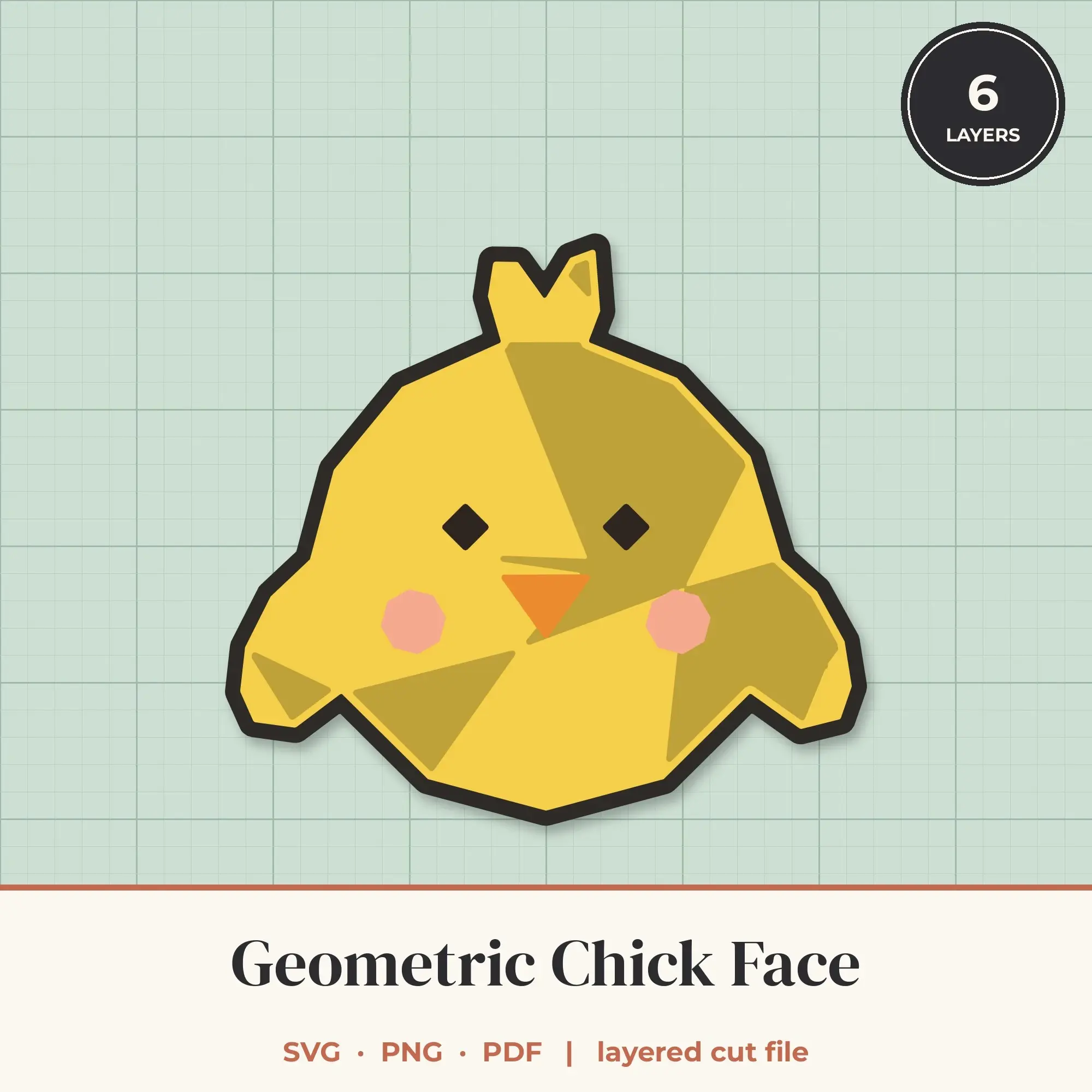Geometric Chick Face SVG - Layered Animal Cut File preview