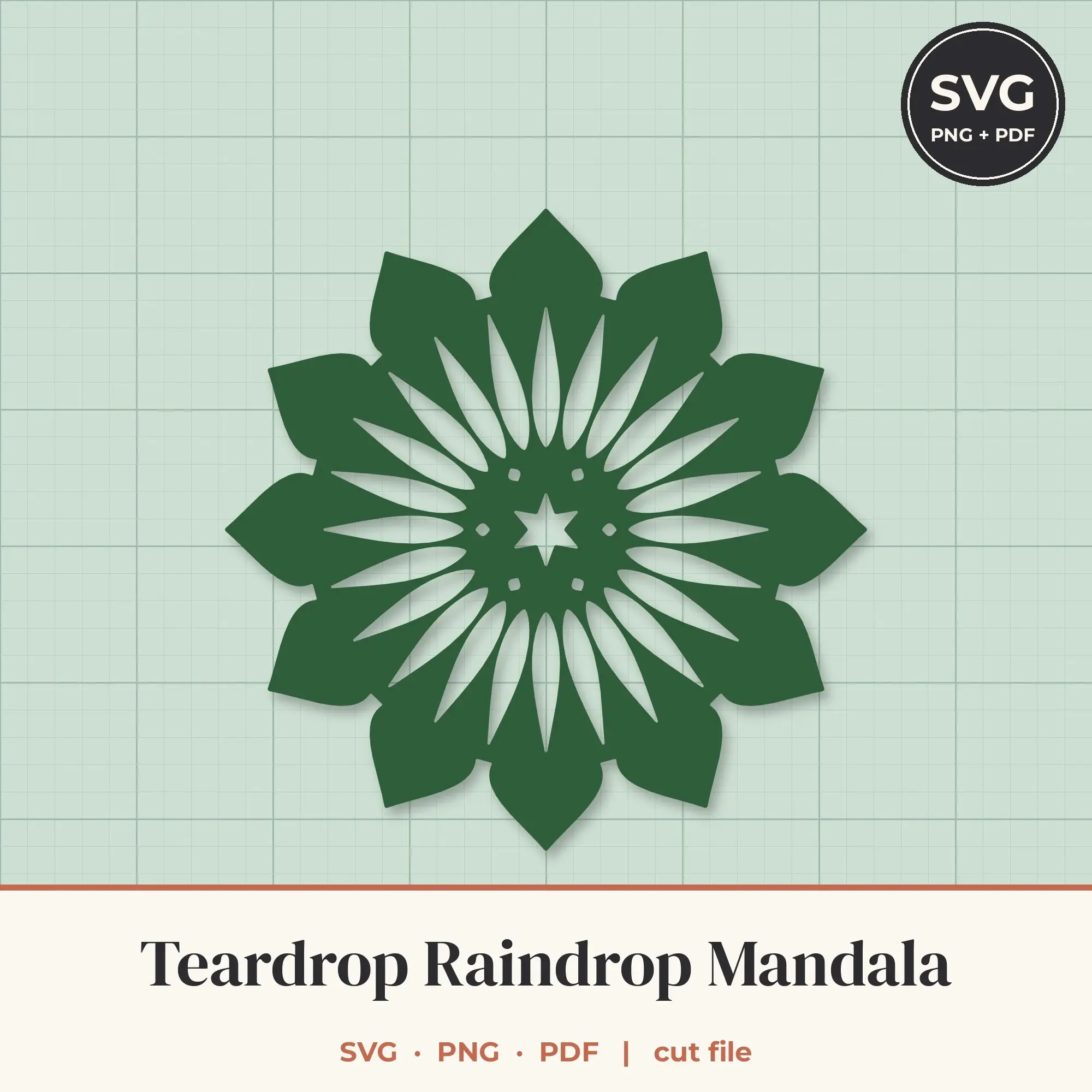 Teardrop Raindrop Mandala SVG - 12-Fold Cut File preview