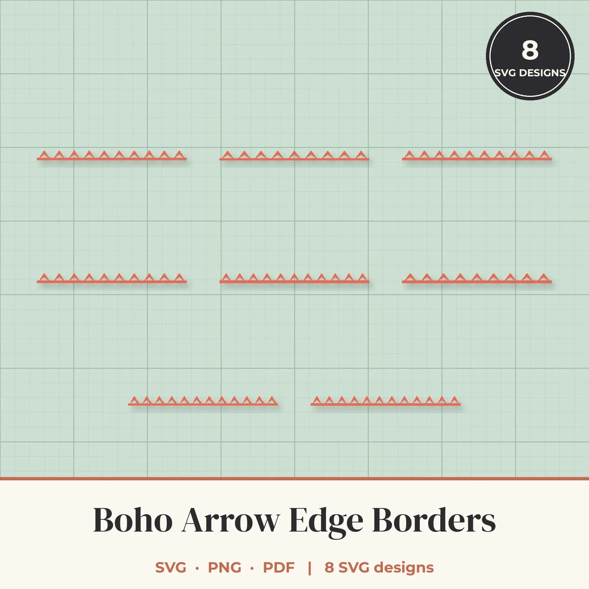 Boho Arrow Border SVG Set - 8 Edge Borders preview