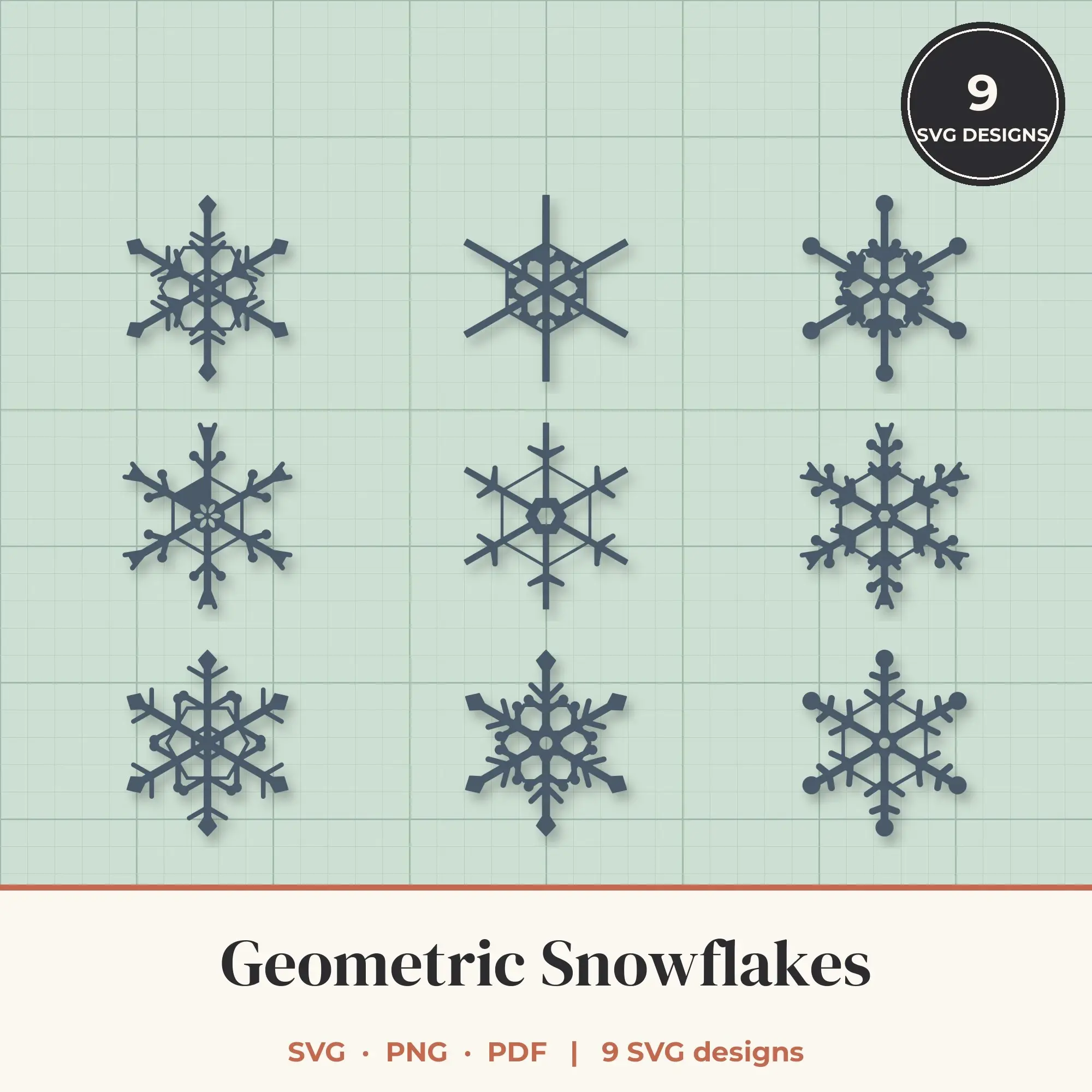 Geometric Snowflake SVG Bundle - 9 Snowflake Cut Files preview