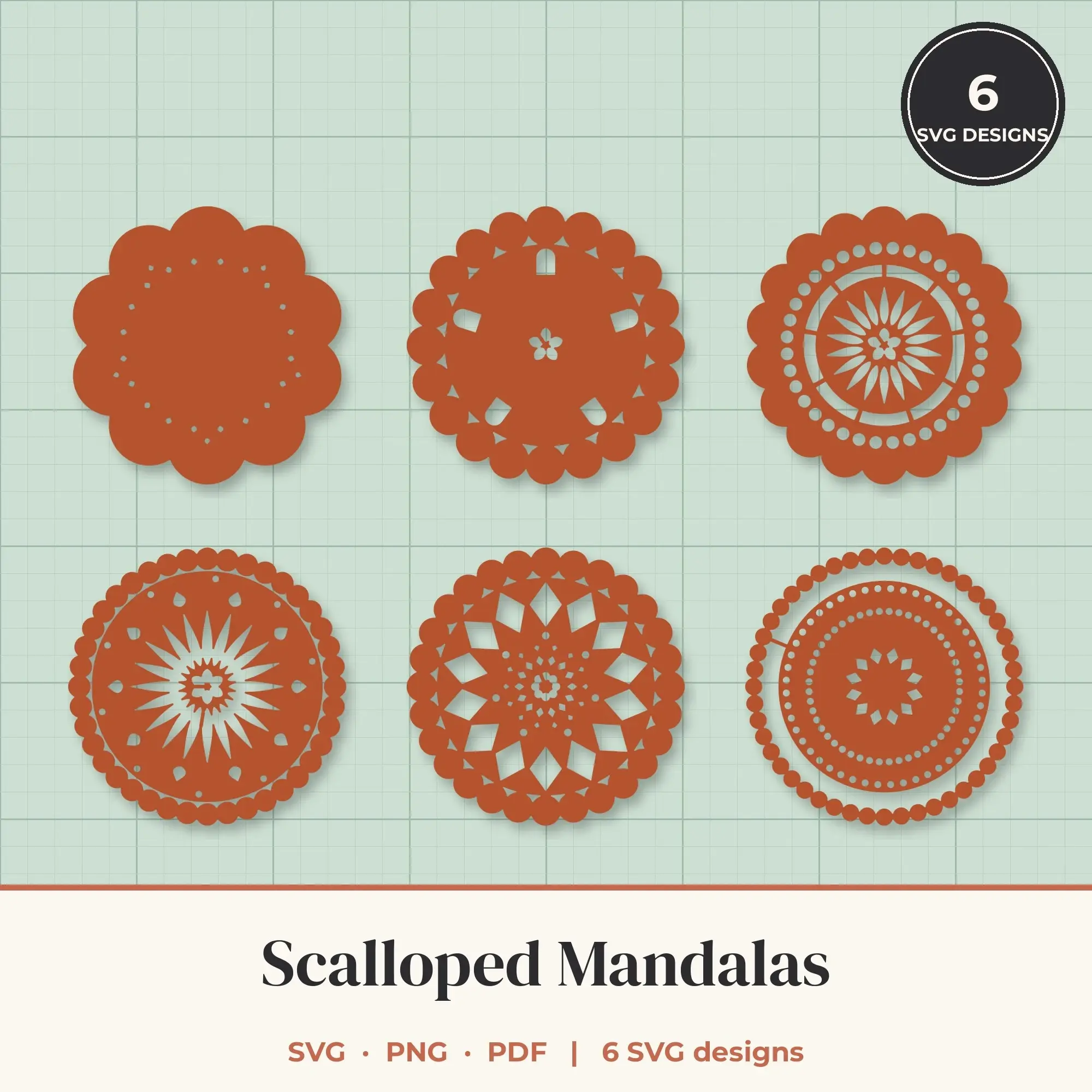 Scalloped Mandala SVG Bundle - 6 Mandala Cut Files preview