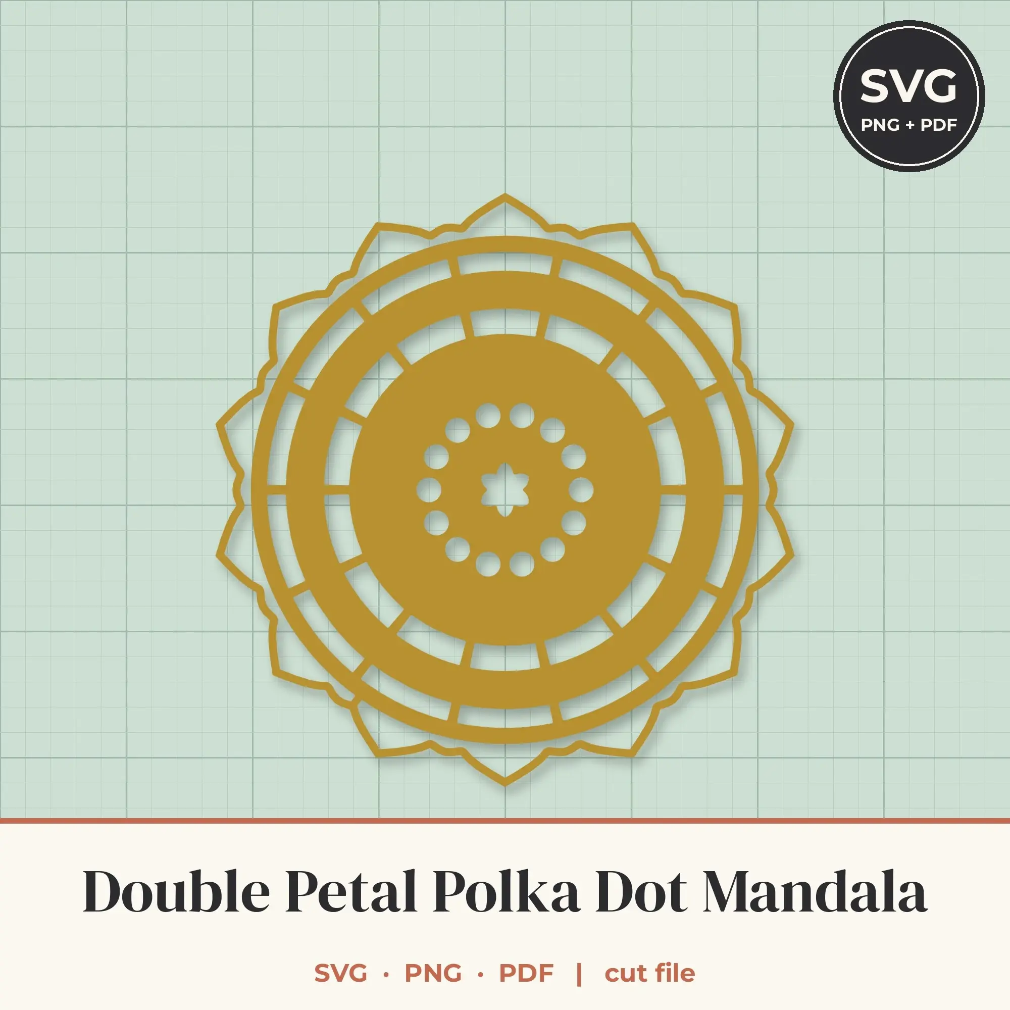 Double Petal Polka Dot Mandala SVG - 14-Fold Cut File, preview 1 of 2
