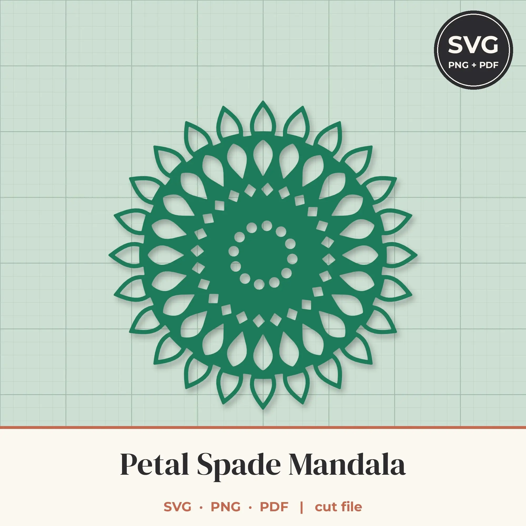 Petal Spade Mandala SVG - 24-Fold Cut File, preview 1 of 2
