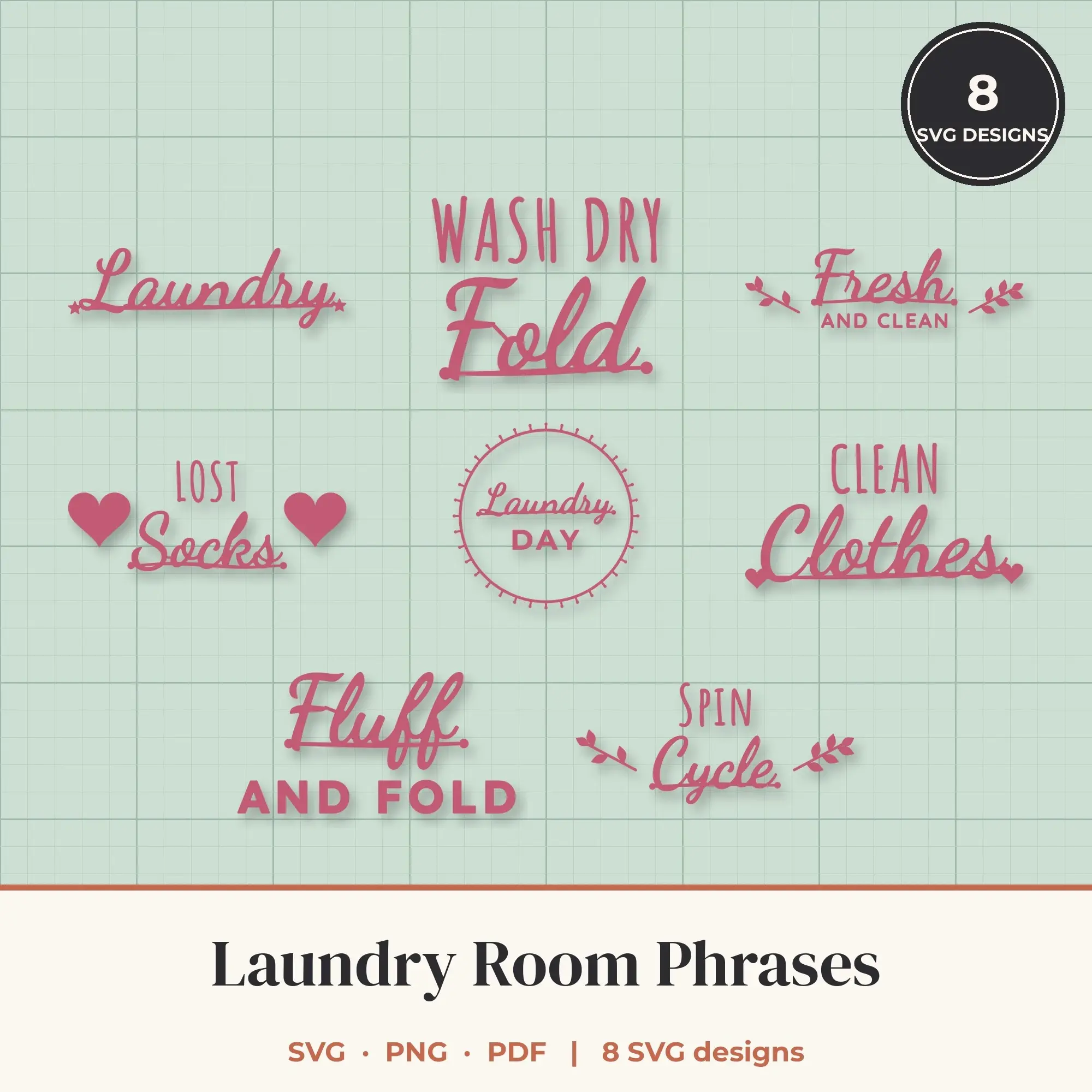 Laundry Room SVG Bundle - 8 Quote Cut Files preview