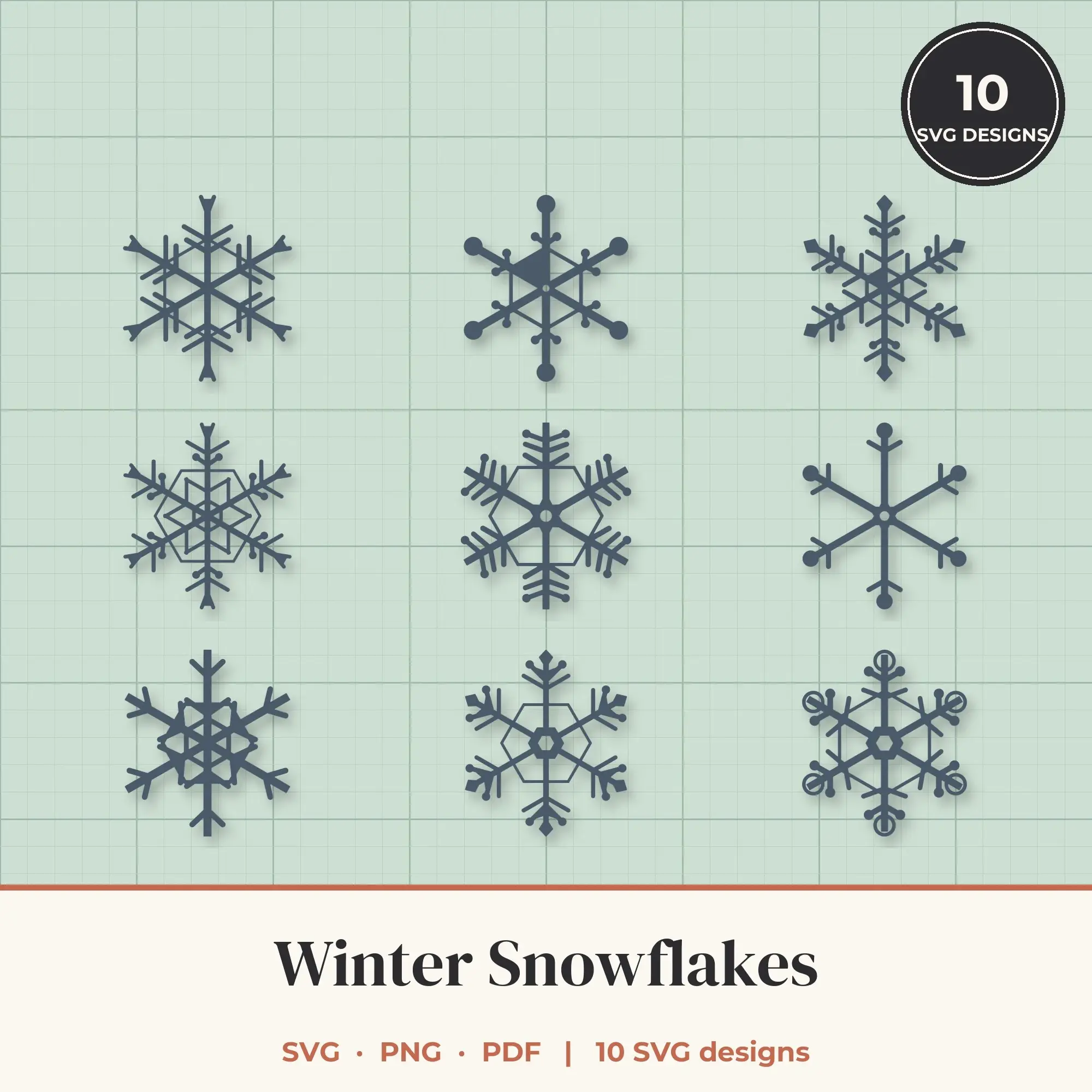 Winter Snowflake SVG Bundle - 10 Snowflake Cut Files preview