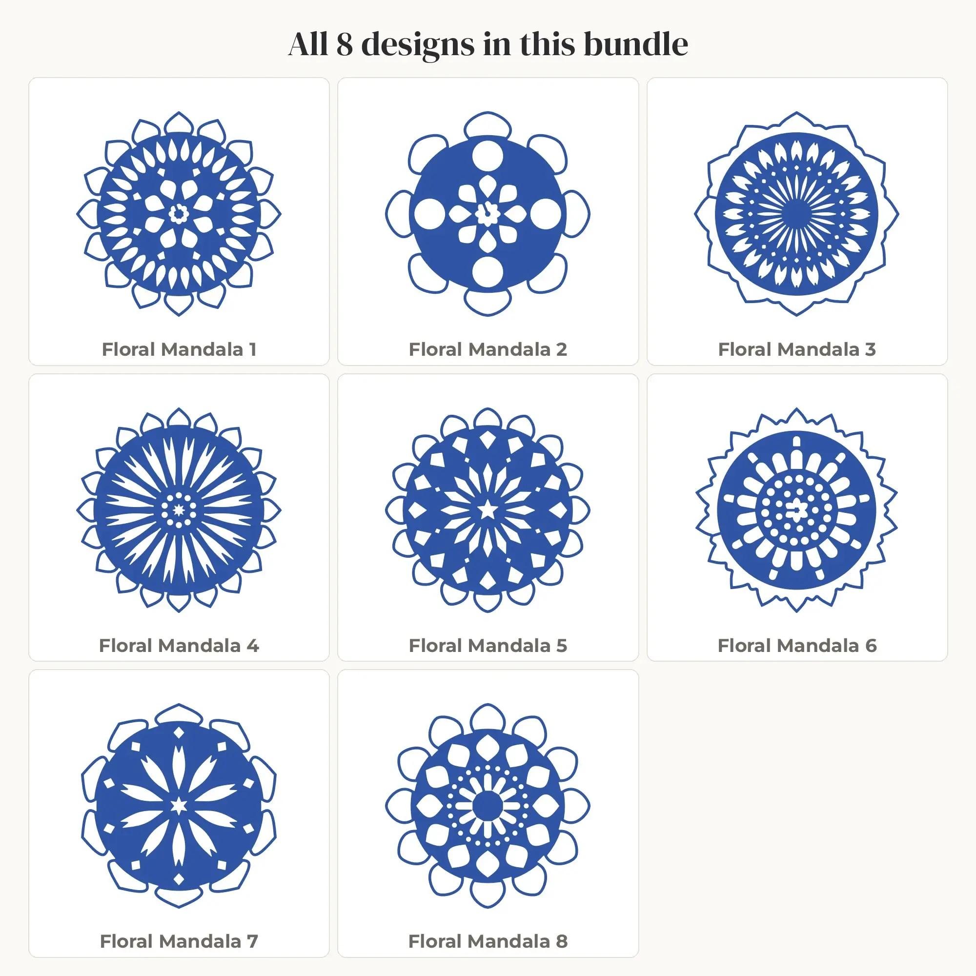 Floral Mandala SVG Bundle - 8 Mandala Cut Files, preview 2 of 2