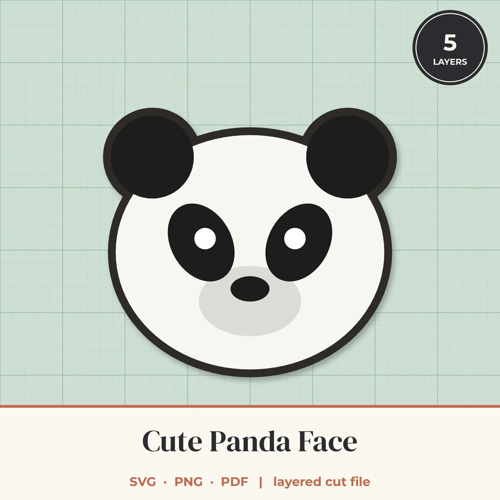 Cute Panda Face SVG - Layered Animal Cut File preview