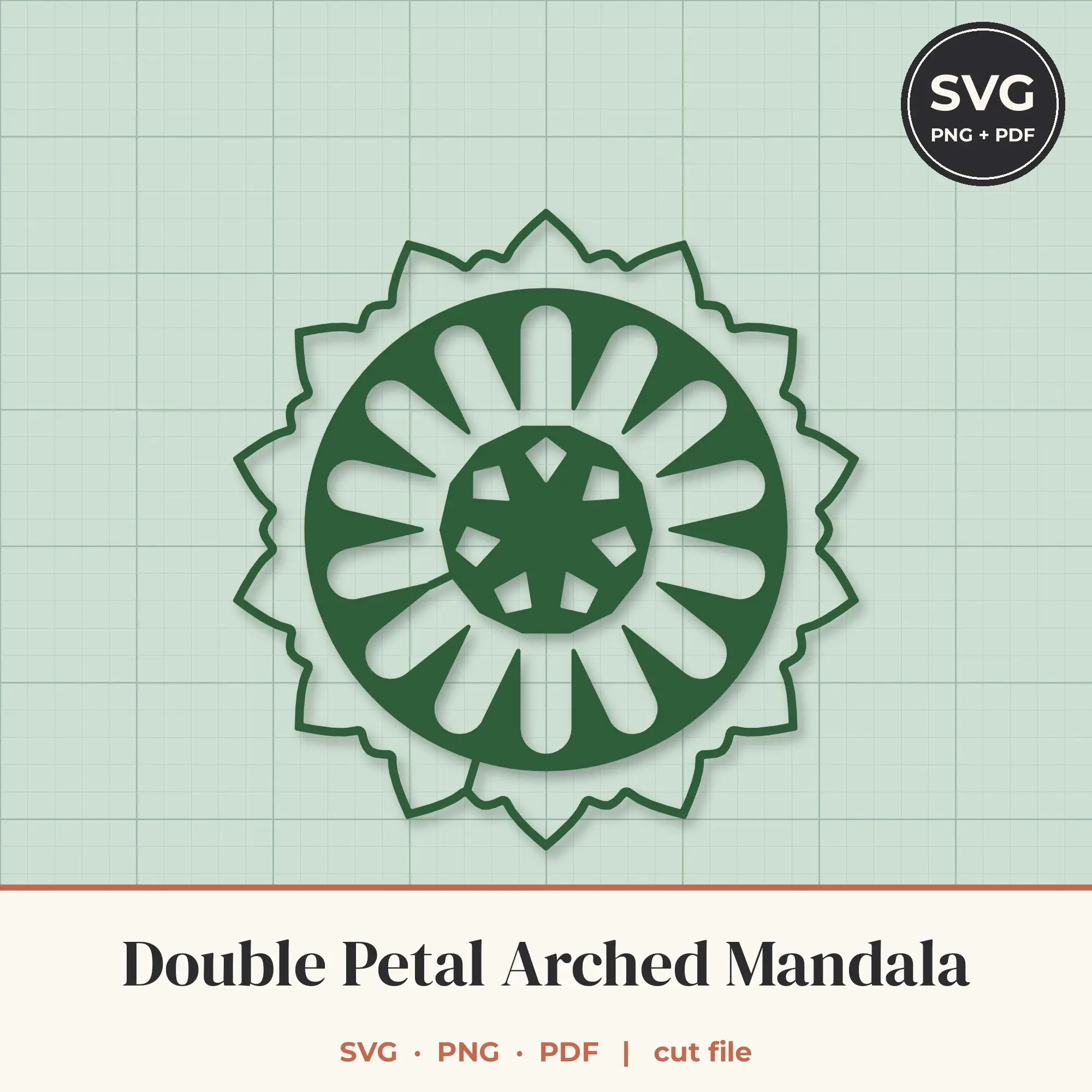 Double Petal Arched Mandala SVG - 14-Fold Cut File preview