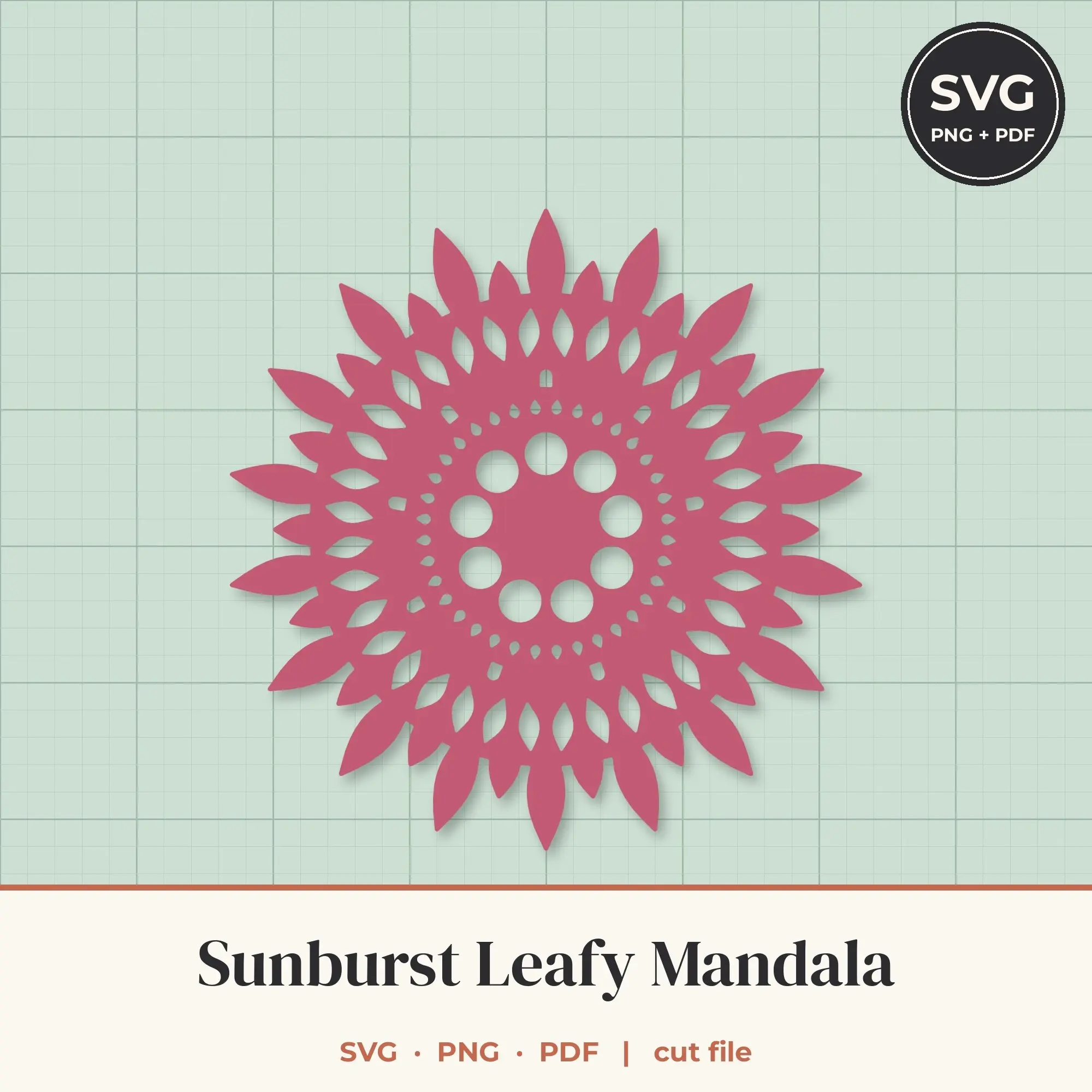 Sunburst Leafy Mandala SVG - 18-Fold Cut File preview