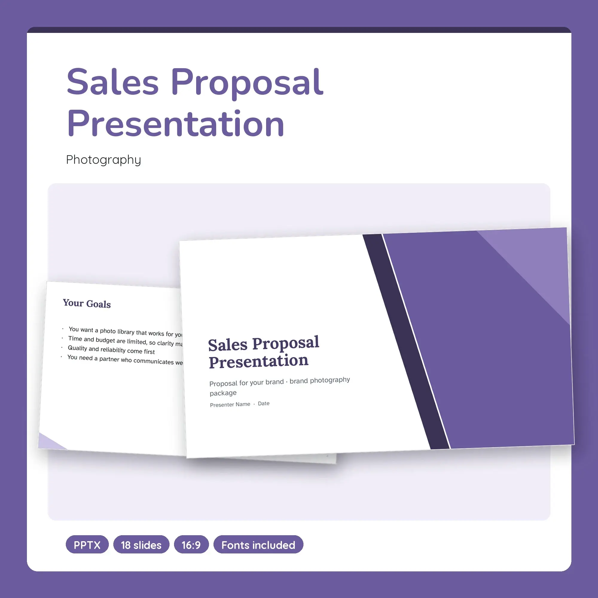 Sales Proposal Presentation, Photography (PPTX + POTX), preview 1 of 2