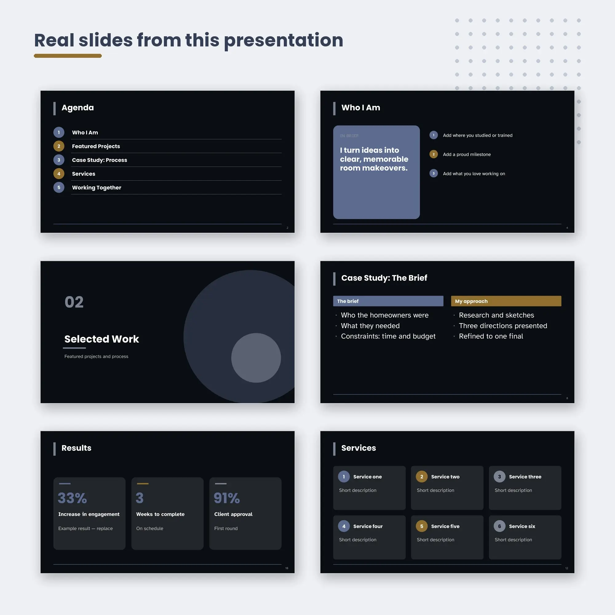Creative Portfolio Presentation, Interior Designers (PPTX + POTX), preview 2 of 2