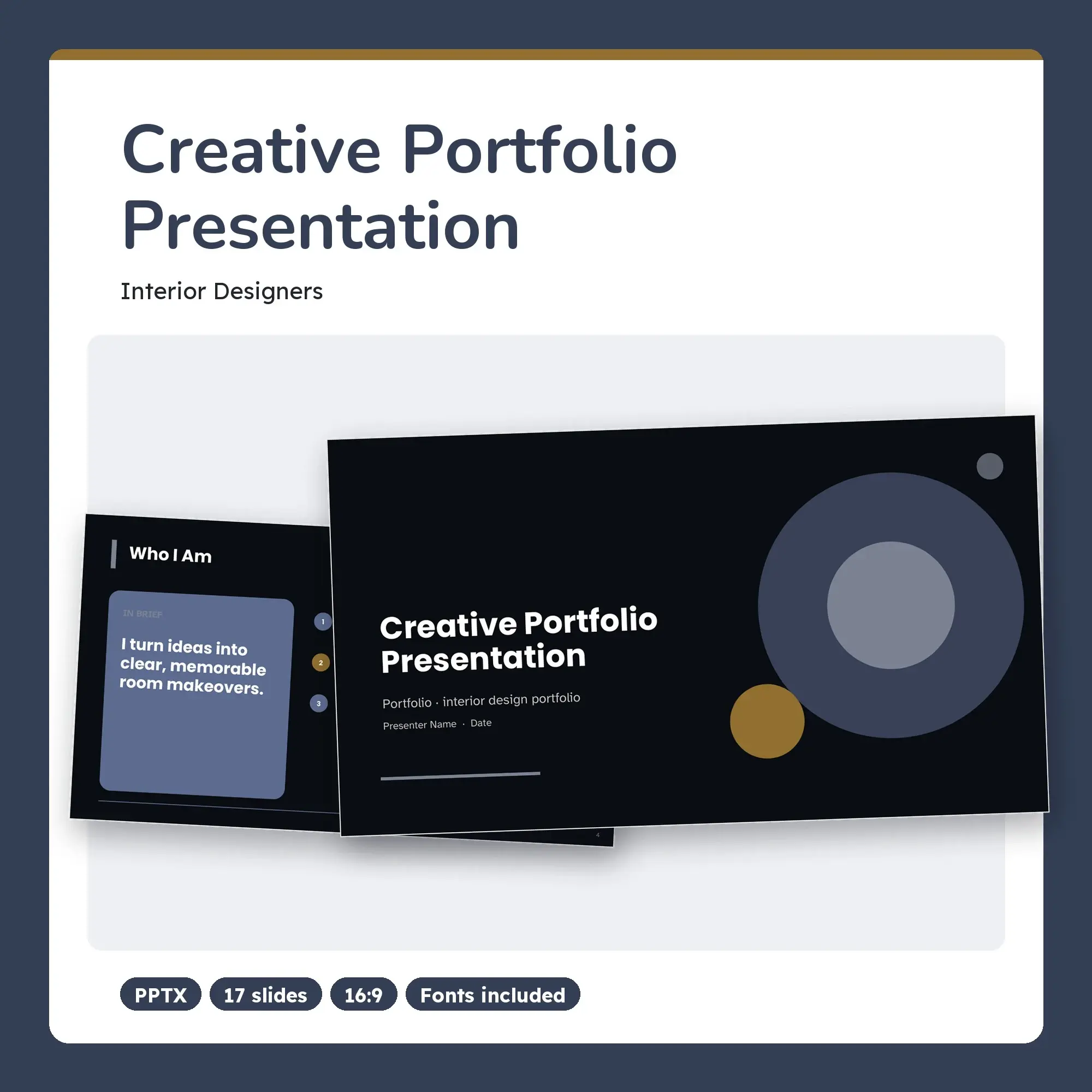Creative Portfolio Presentation, Interior Designers (PPTX + POTX) preview