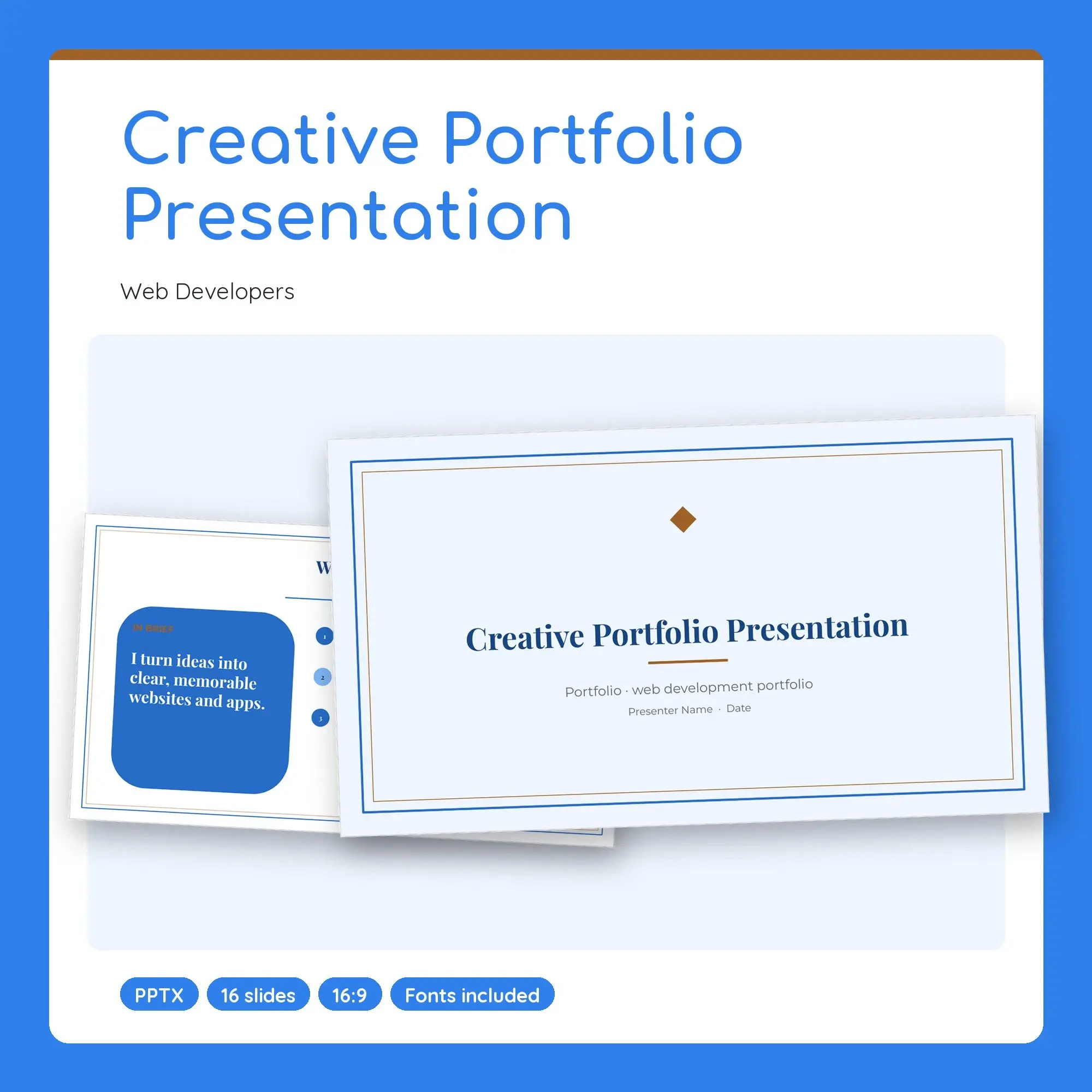 Creative Portfolio Presentation, Web Developers (PPTX) preview