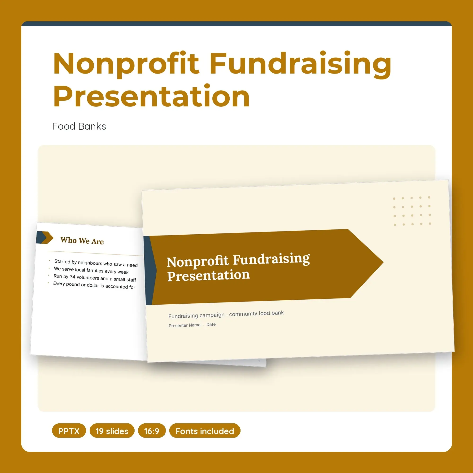 Nonprofit Fundraising Presentation, Food Banks (PPTX + POTX), preview 1 of 2