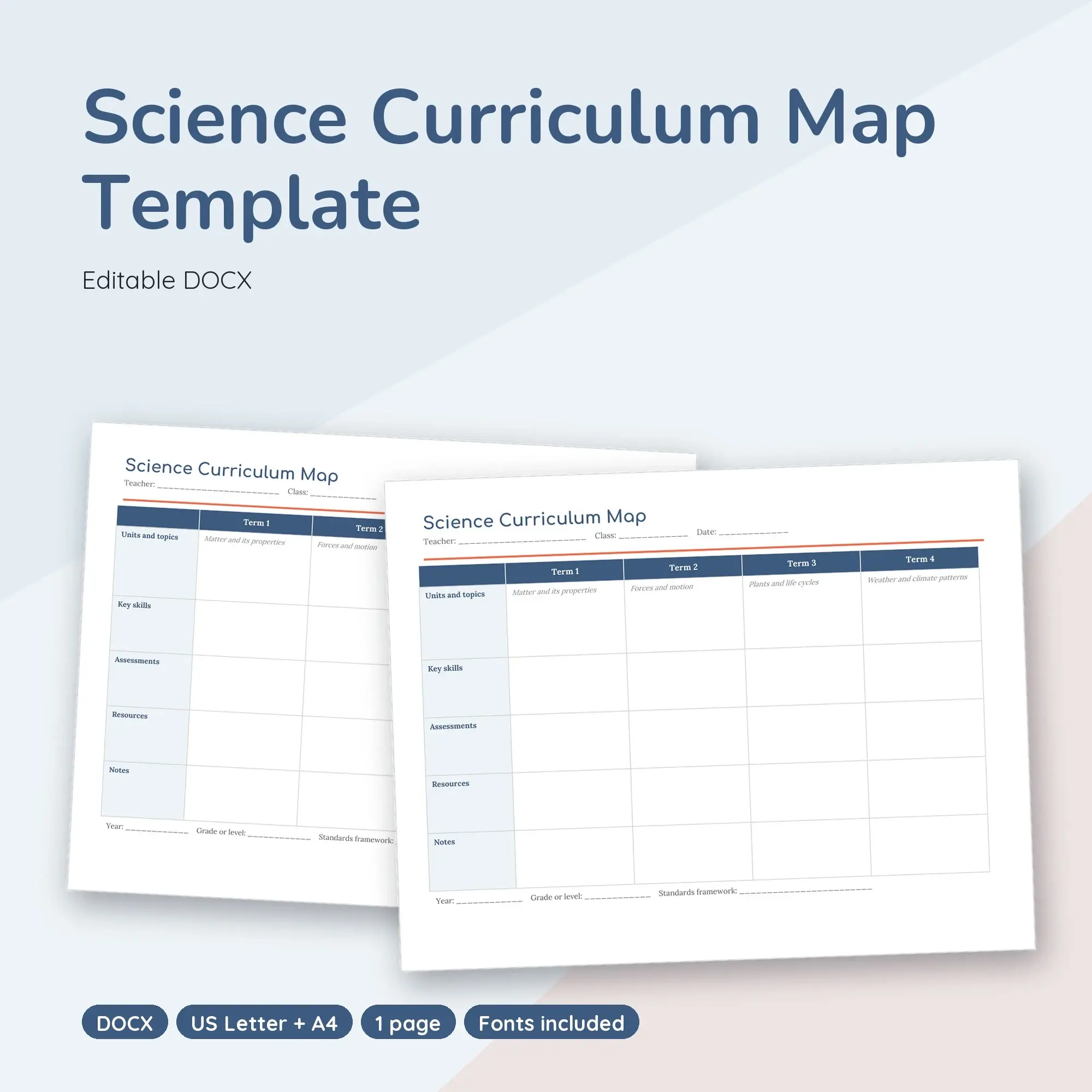 Science Curriculum Map Template (DOCX) preview