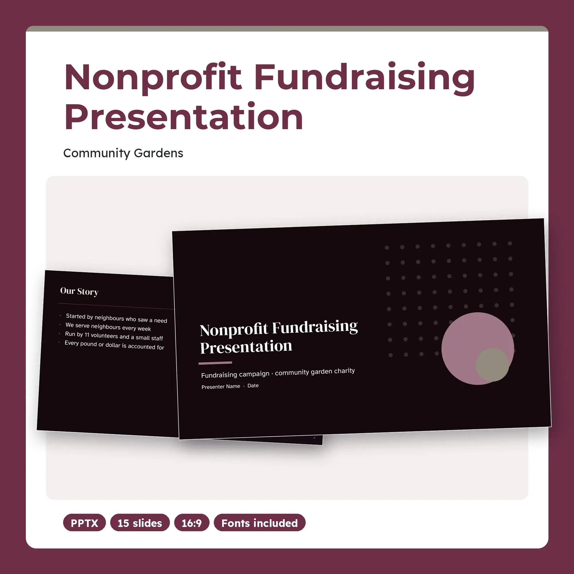 Nonprofit Fundraising Presentation, Community Gardens (PPTX + POTX) preview