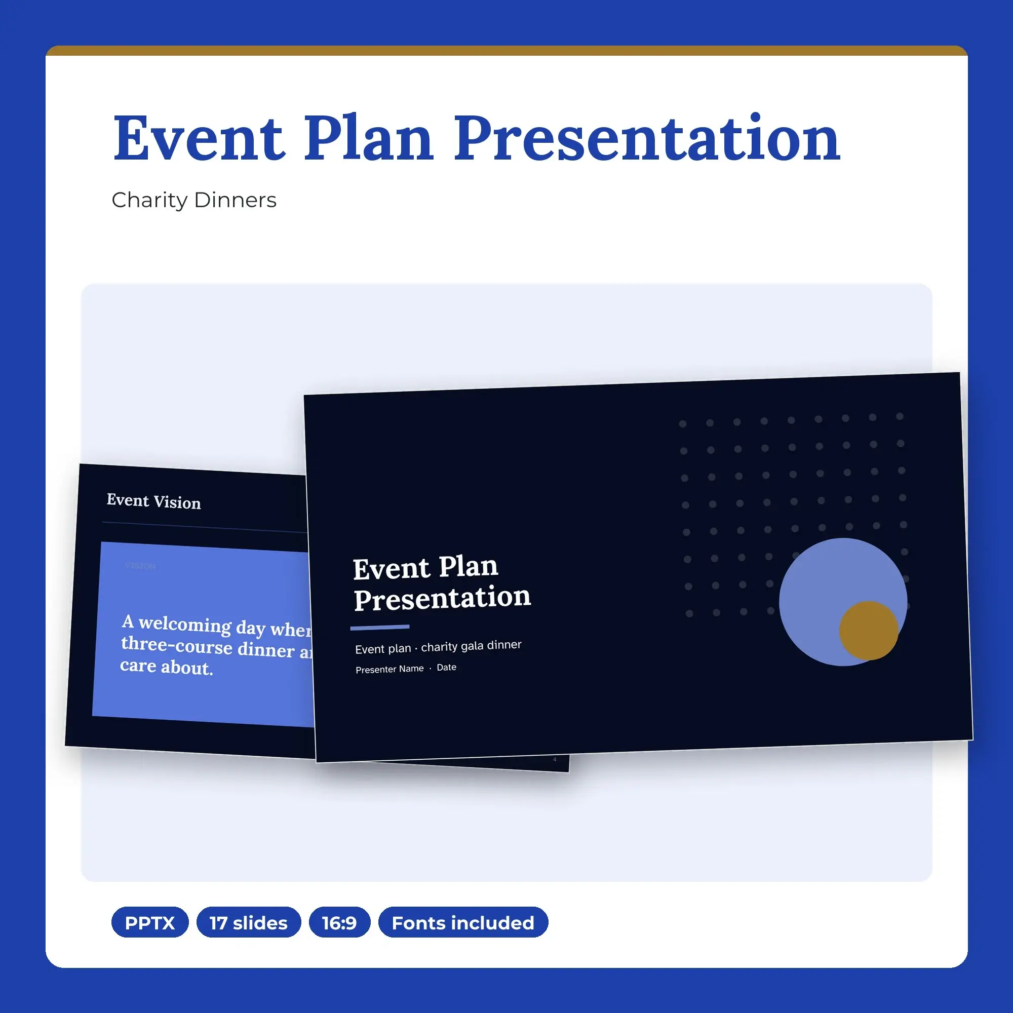 Event Plan Presentation, Charity Dinners (PPTX) preview