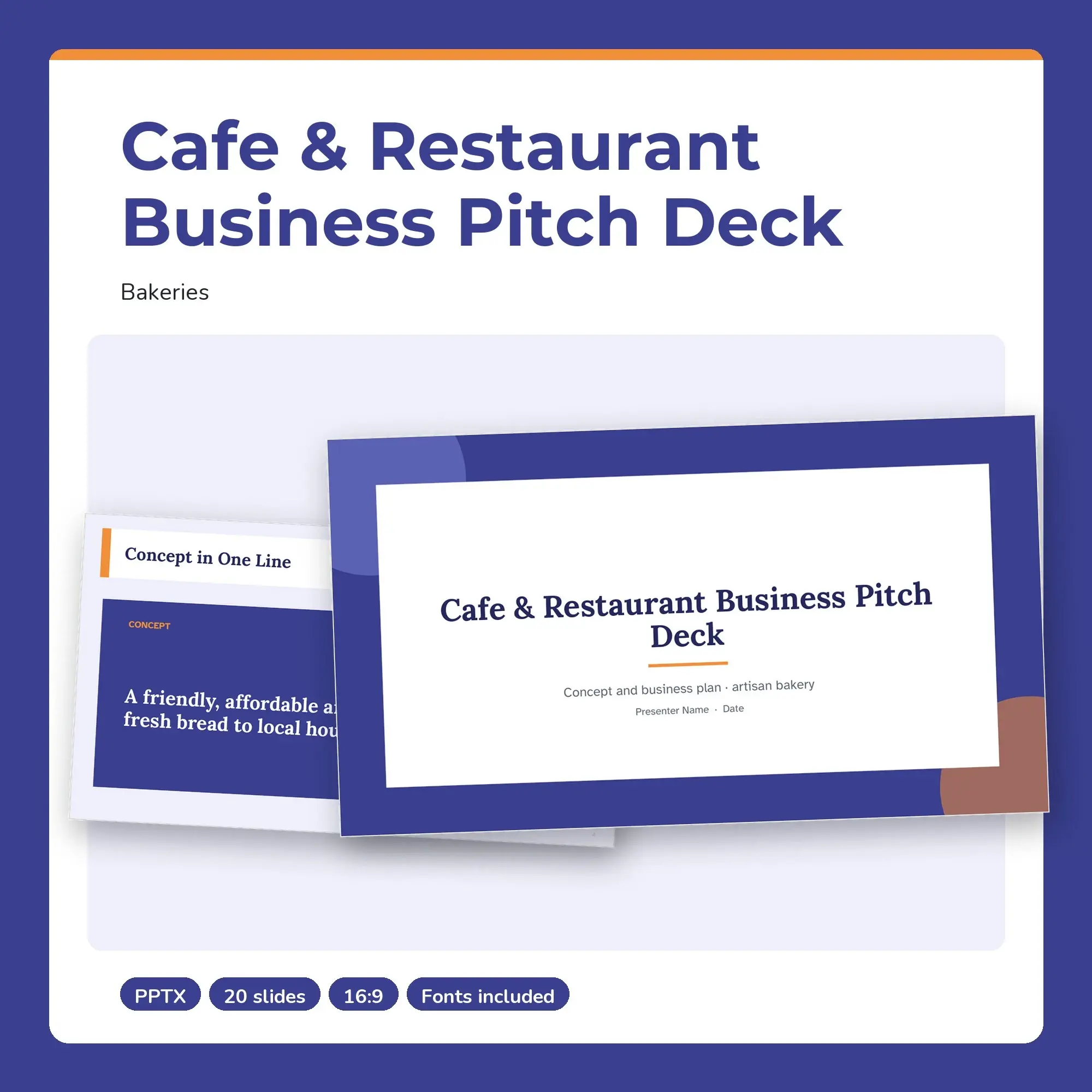 Cafe & Restaurant Business Pitch Deck, Bakeries (PPTX), preview 1 of 2