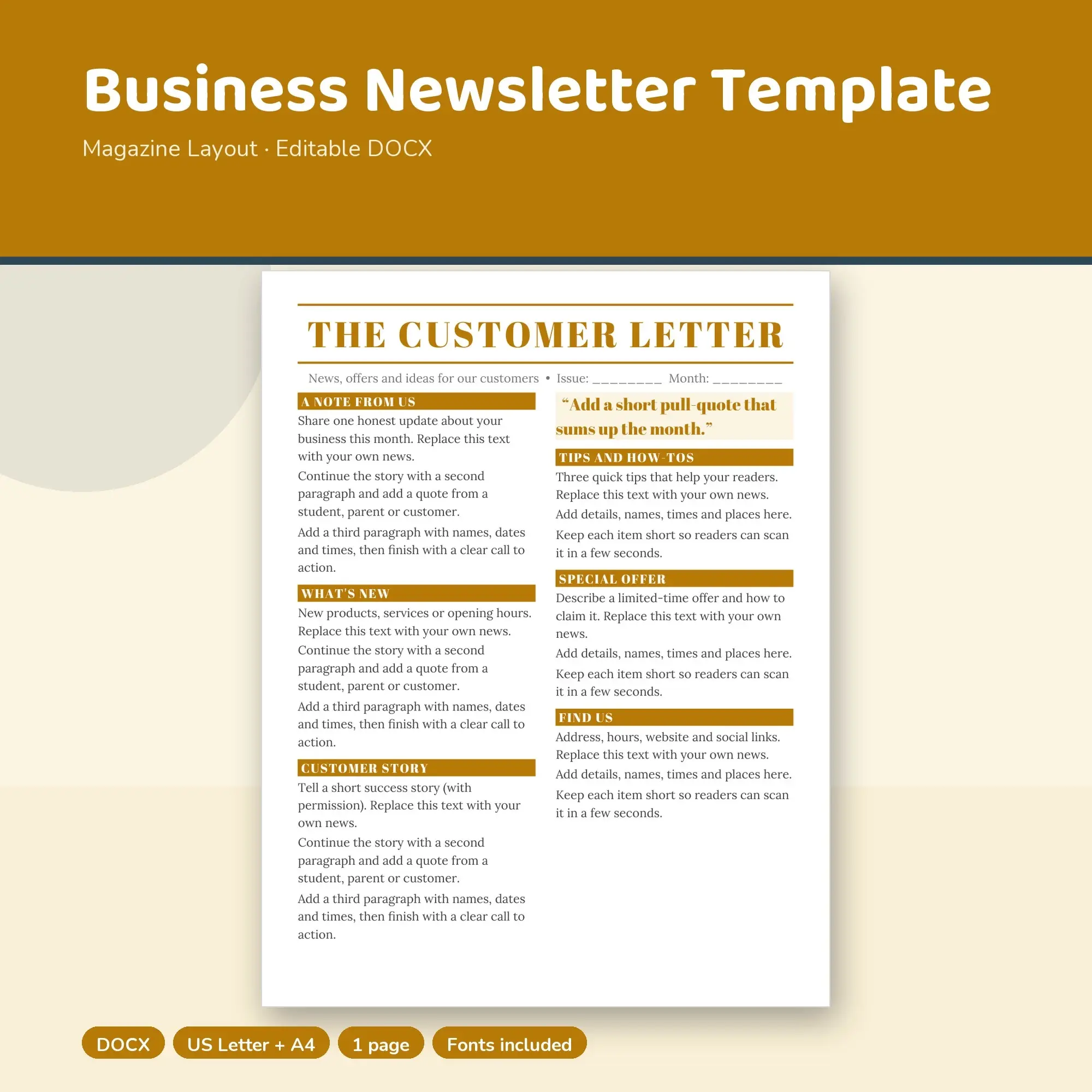 Business Newsletter Template, Magazine Layout (DOCX) preview