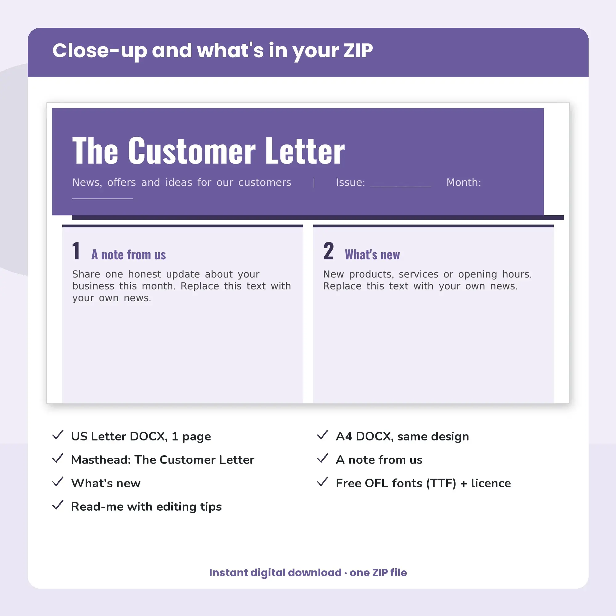 Business Newsletter Template, Story Cards Layout (DOCX), preview 2 of 2
