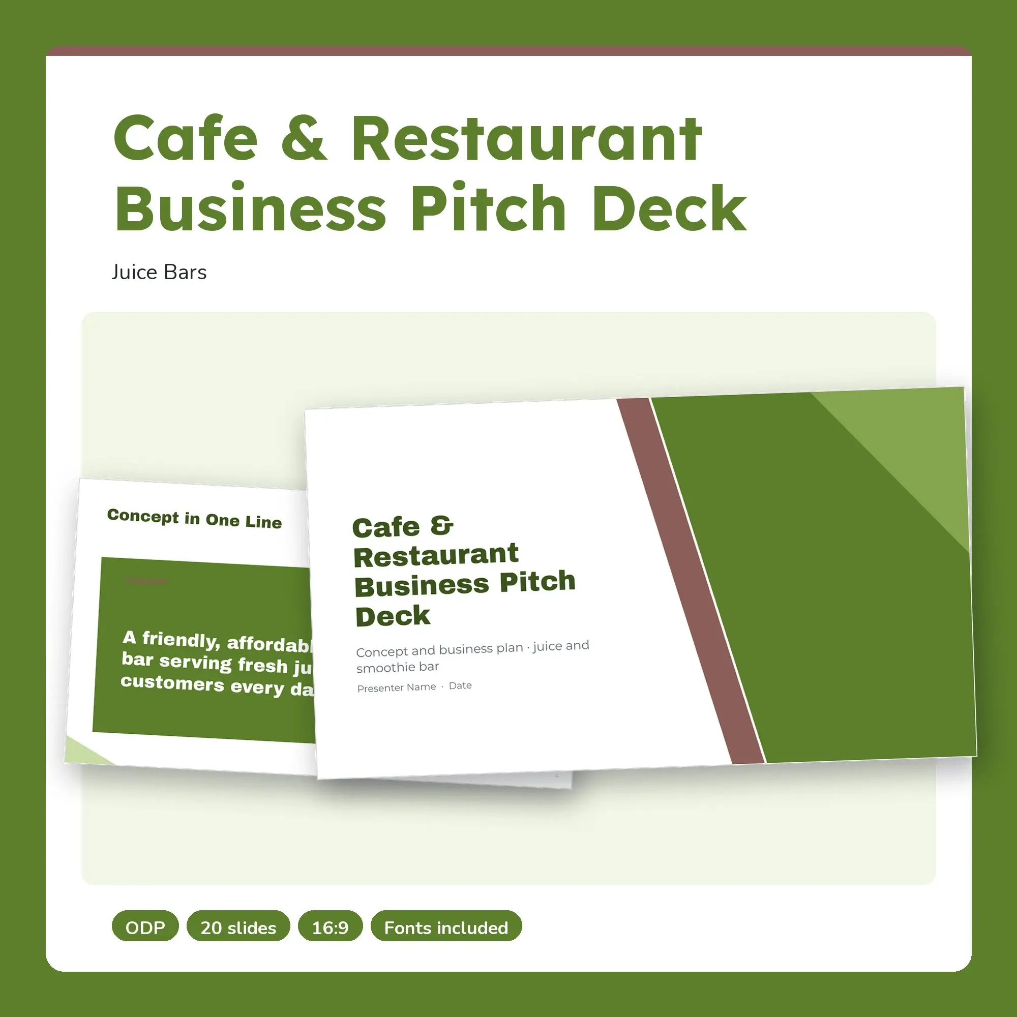 Cafe & Restaurant Business Pitch Deck, Juice Bars (ODP) preview