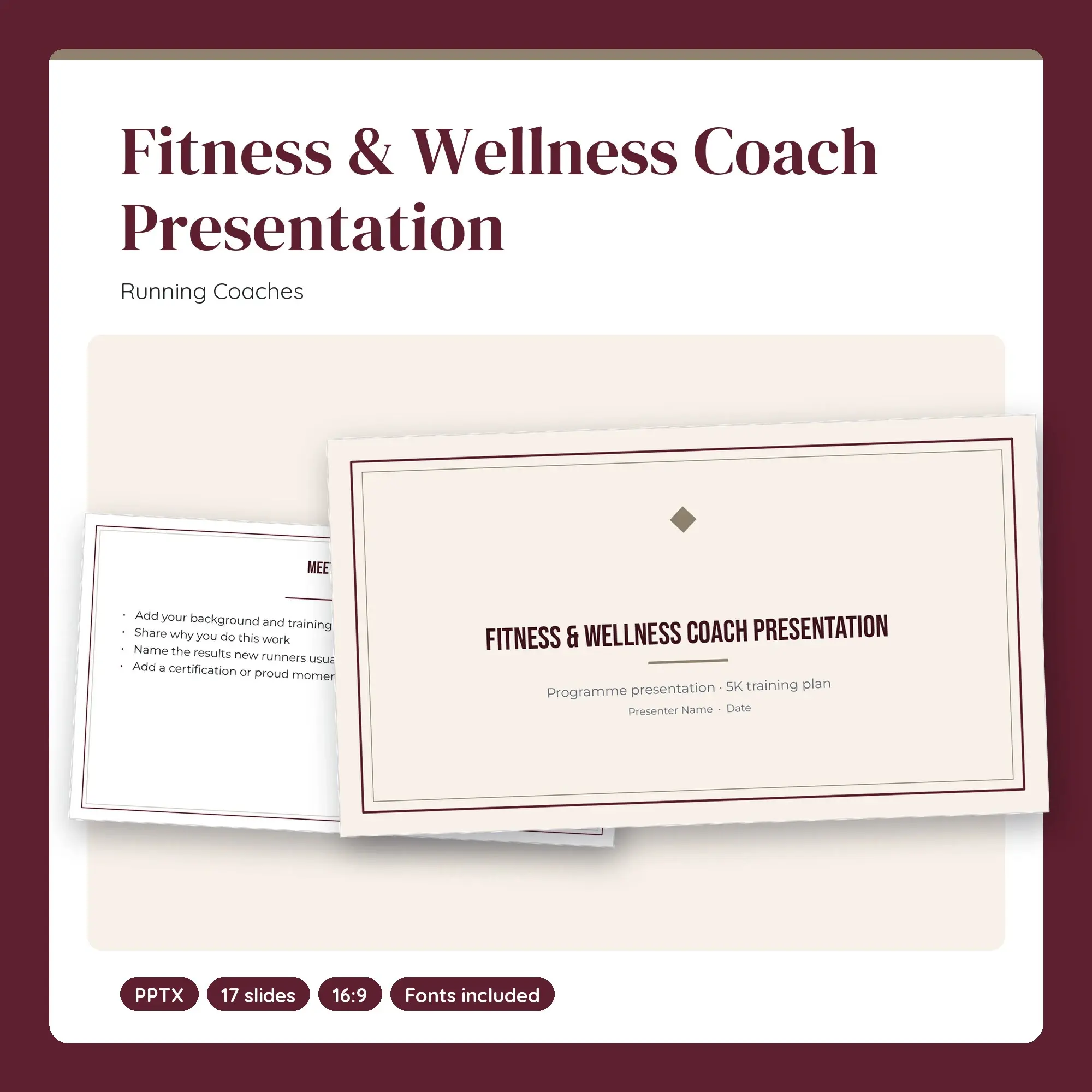 Fitness & Wellness Coach Presentation, Running Coaches (PPTX), preview 1 of 2