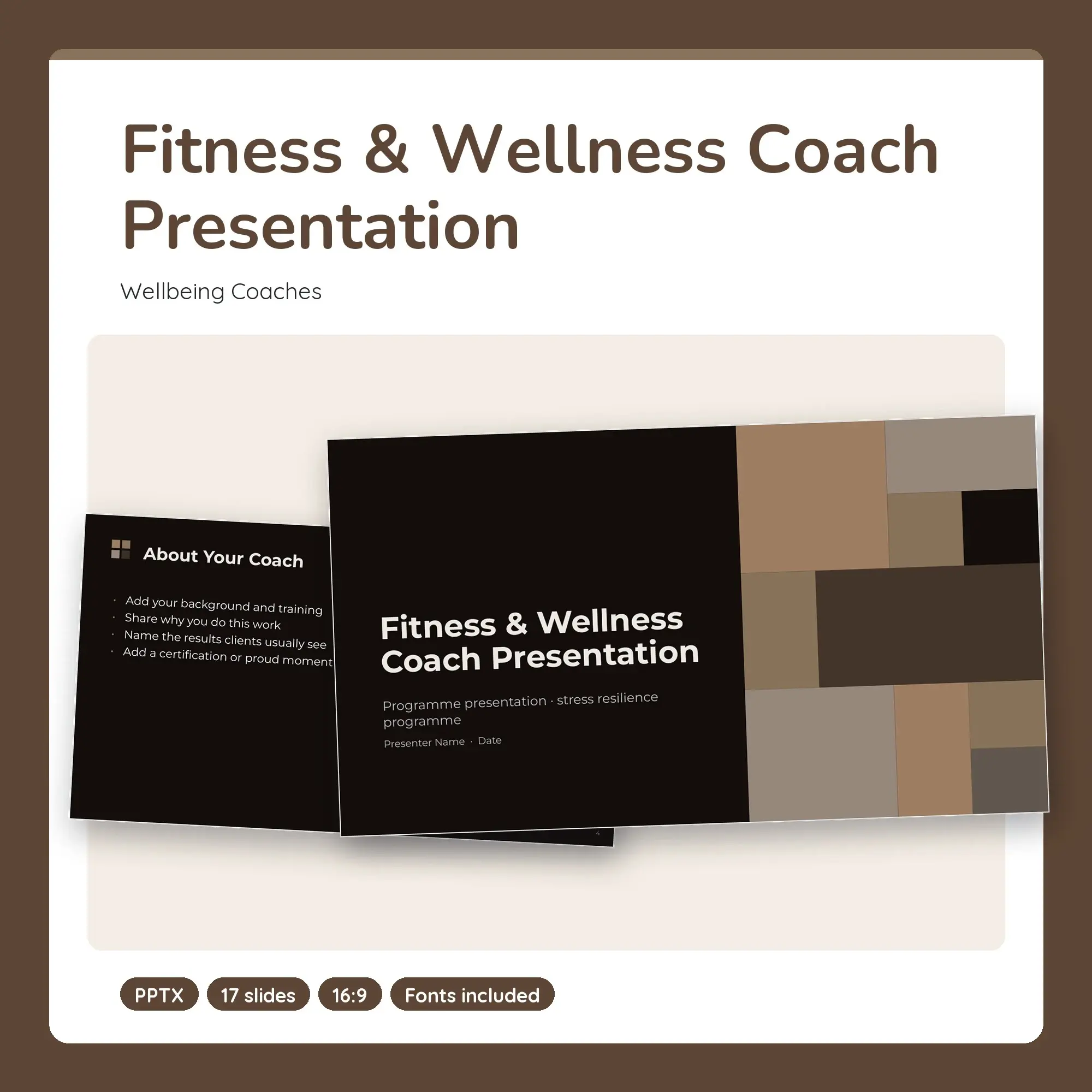 Fitness & Wellness Coach Presentation, Wellbeing Coaches (PPTX + POTX) preview