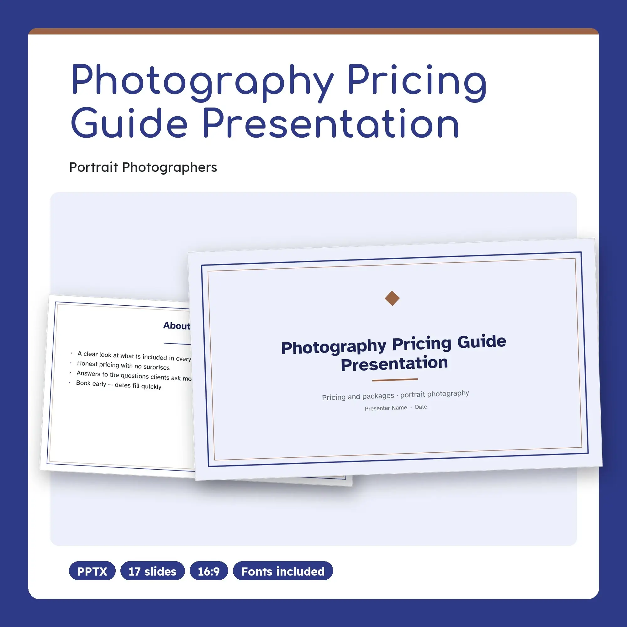 Photography Pricing Guide Presentation, Portrait Photographers (PPTX) preview