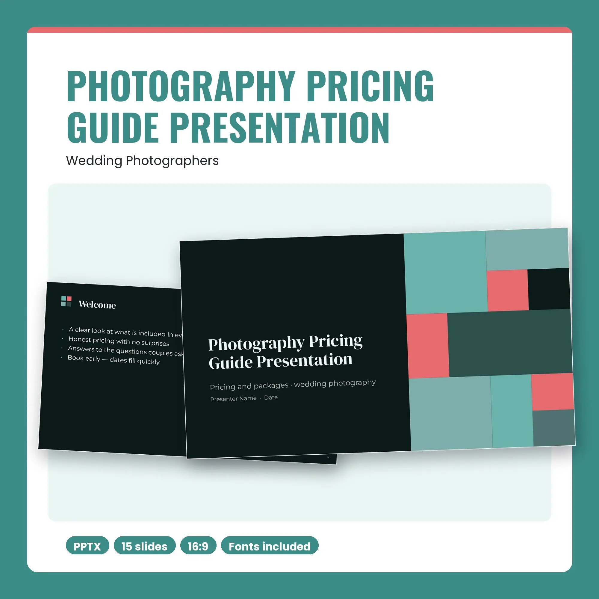 Photography Pricing Guide Presentation, Wedding Photographers (PPTX) preview