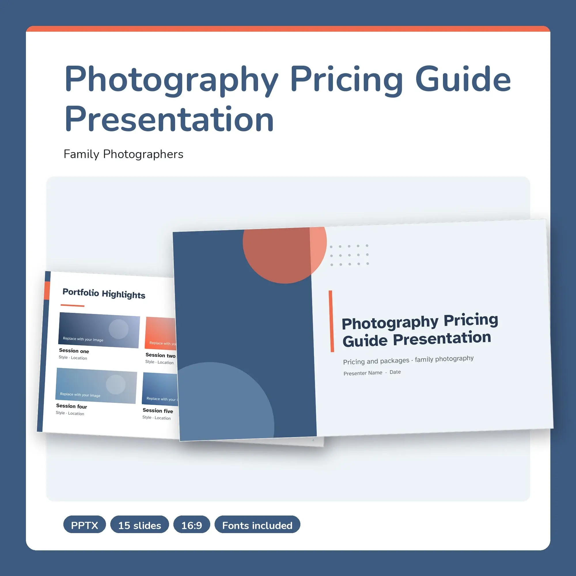 Photography Pricing Guide Presentation, Family Photographers (PPTX + POTX) preview