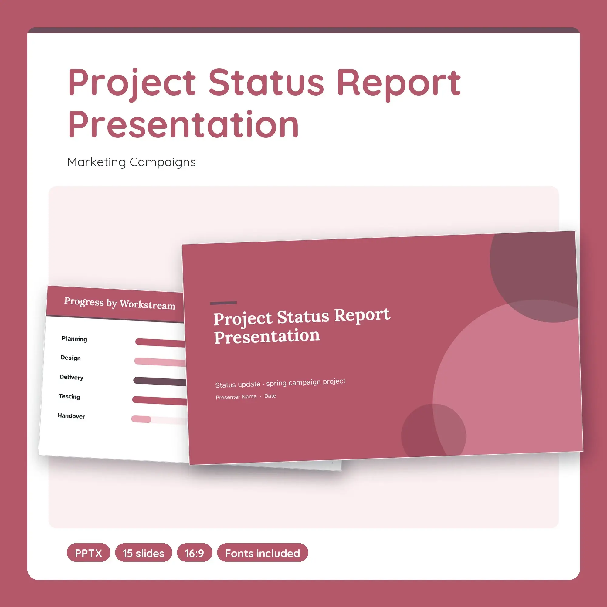 Project Status Report Presentation, Marketing Campaigns (PPTX) preview
