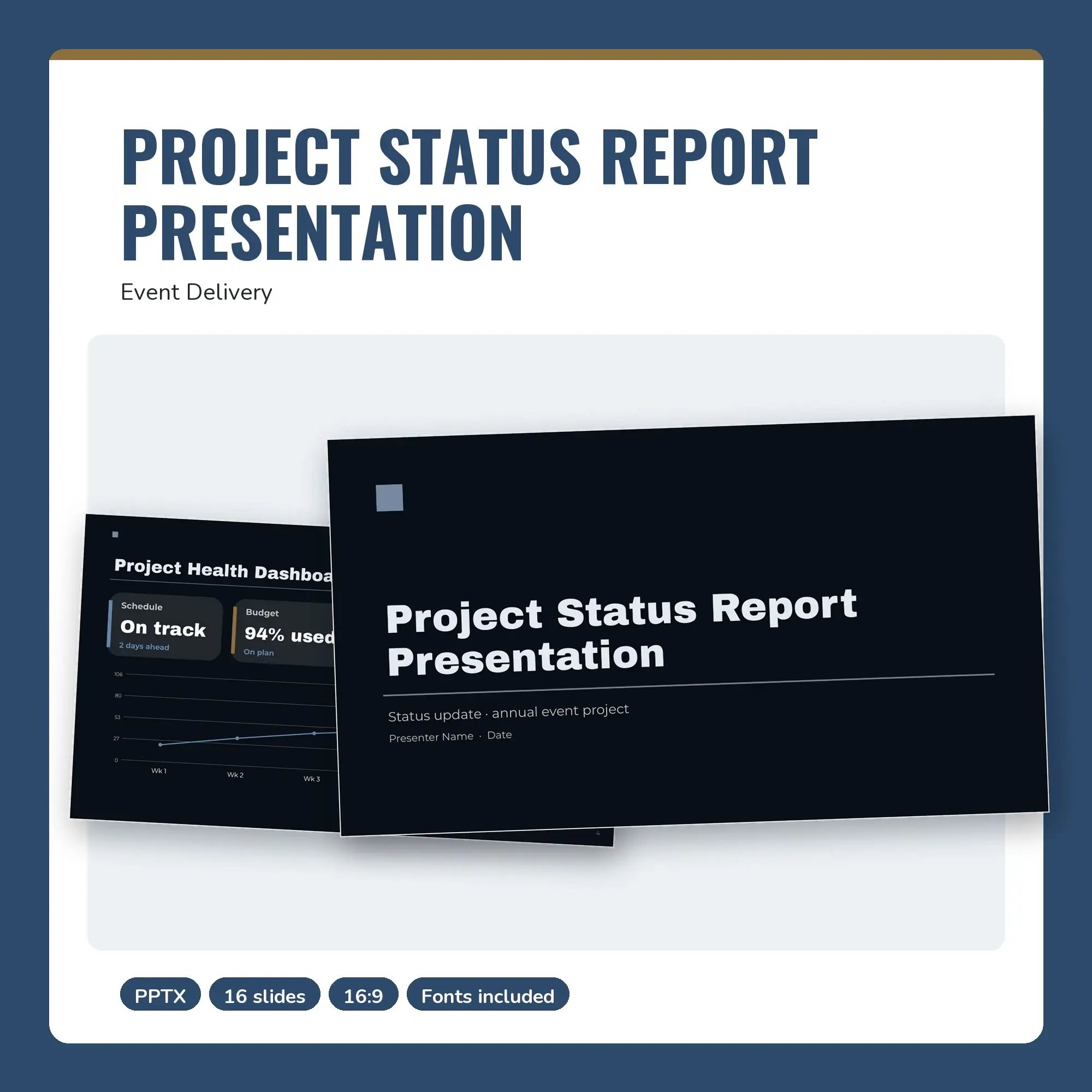 Project Status Report Presentation, Event Delivery (PPTX + POTX) preview
