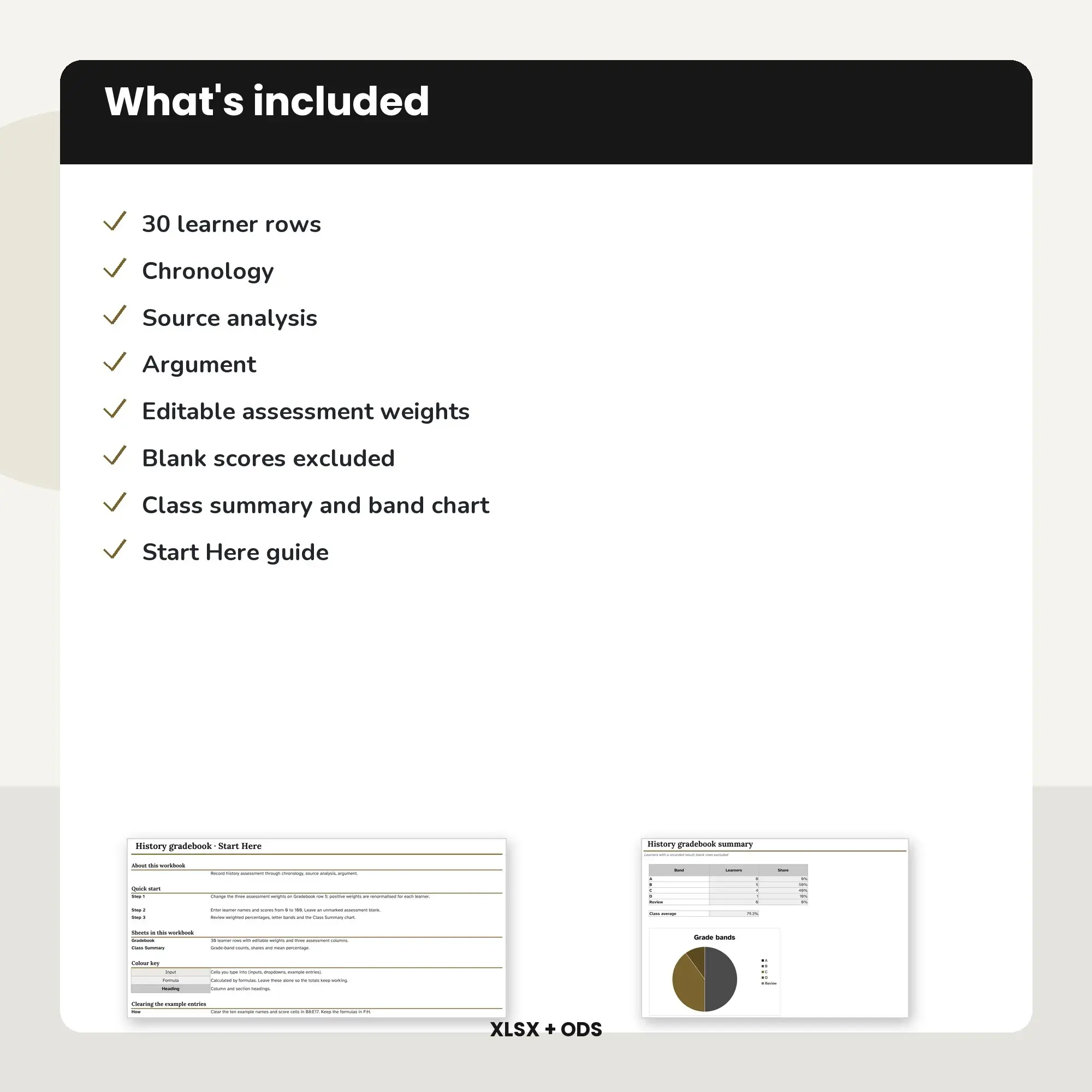 History Gradebook Spreadsheet, Application 30-Student Edition (XLSX + ODS), preview 2 of 2
