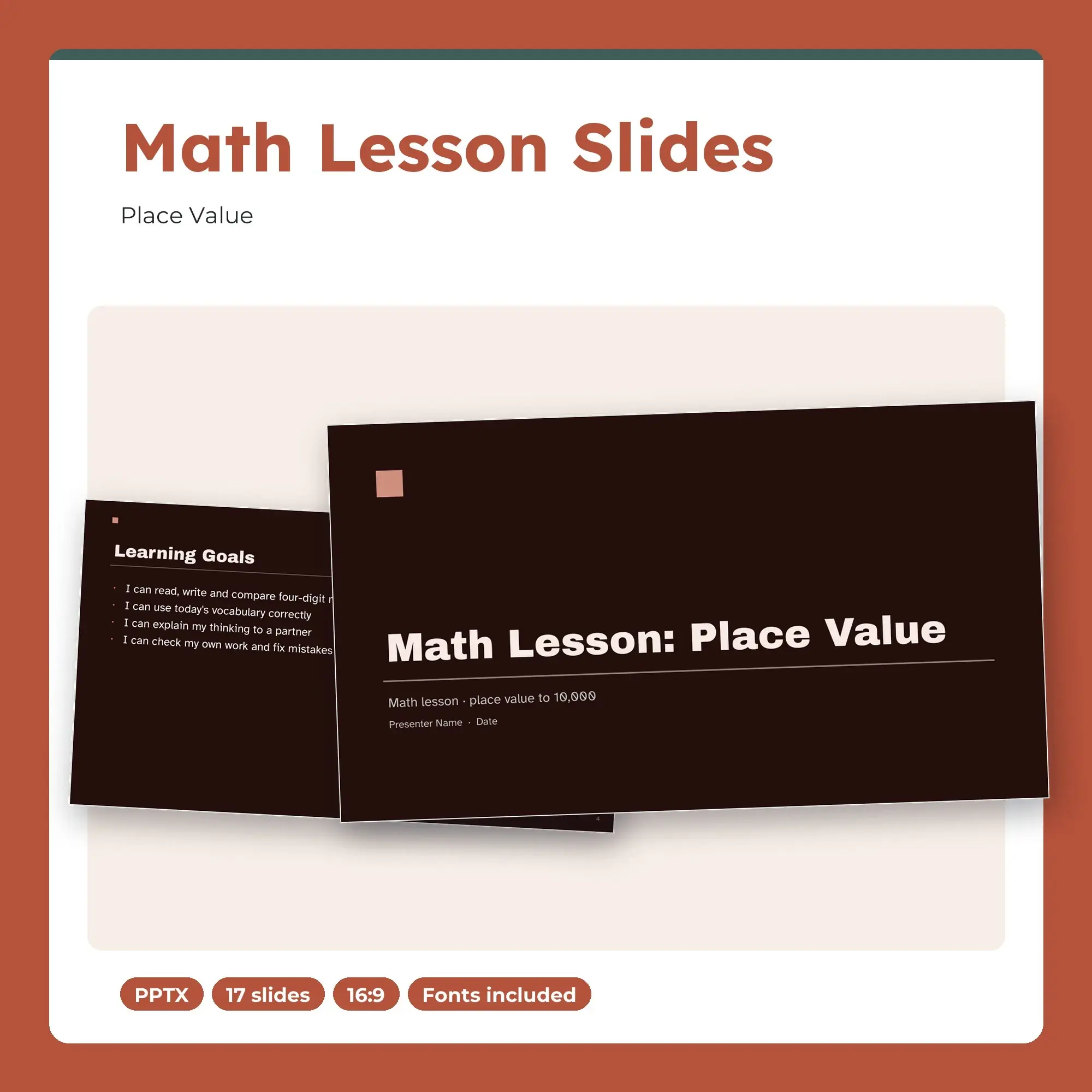 Math Lesson Slides, Place Value (PPTX), preview 1 of 2
